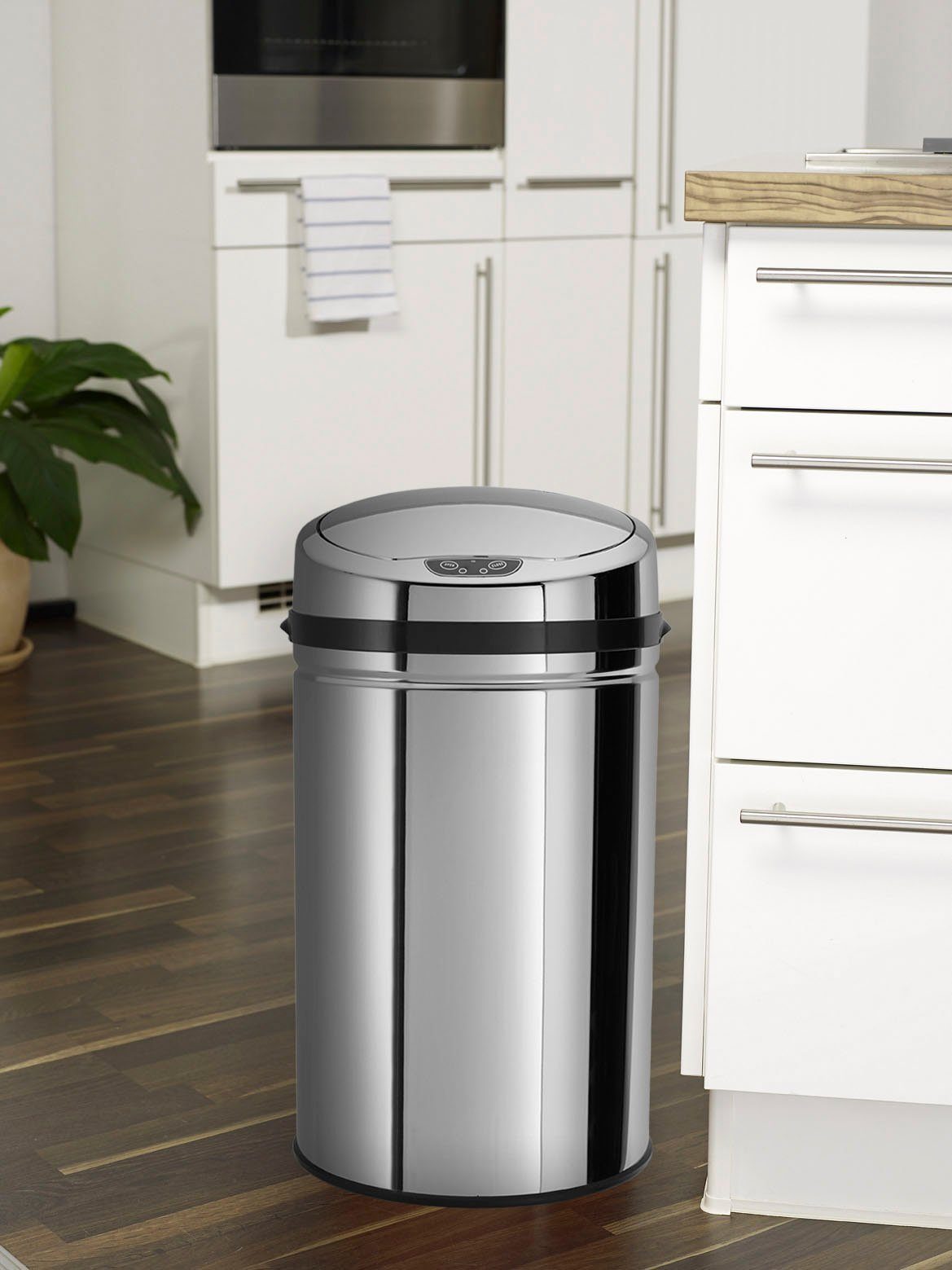 ECHTWERK Mülleimer INOX, Infrarot-Sensor, Korpus aus Edelstahl, Fassungsvermögen 30 Liter