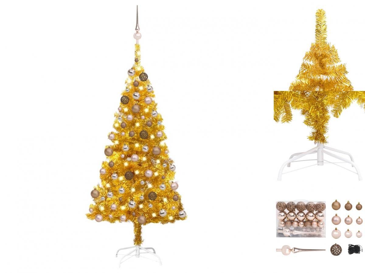 vidaXL Künstlicher Weihnachtsbaum Künstlicher Weihnachtsbaum mit LEDs Kugeln Golden 150cm PET