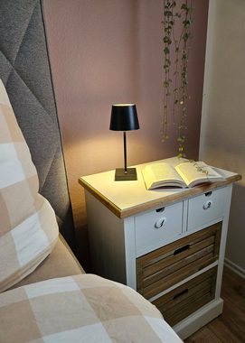 Meinposten LED Tischleuchte Tischleuchte Touch dimmbar LED Lampe schwarz kabellos Höhe 26 cm, LED fest integriert, warmweiß