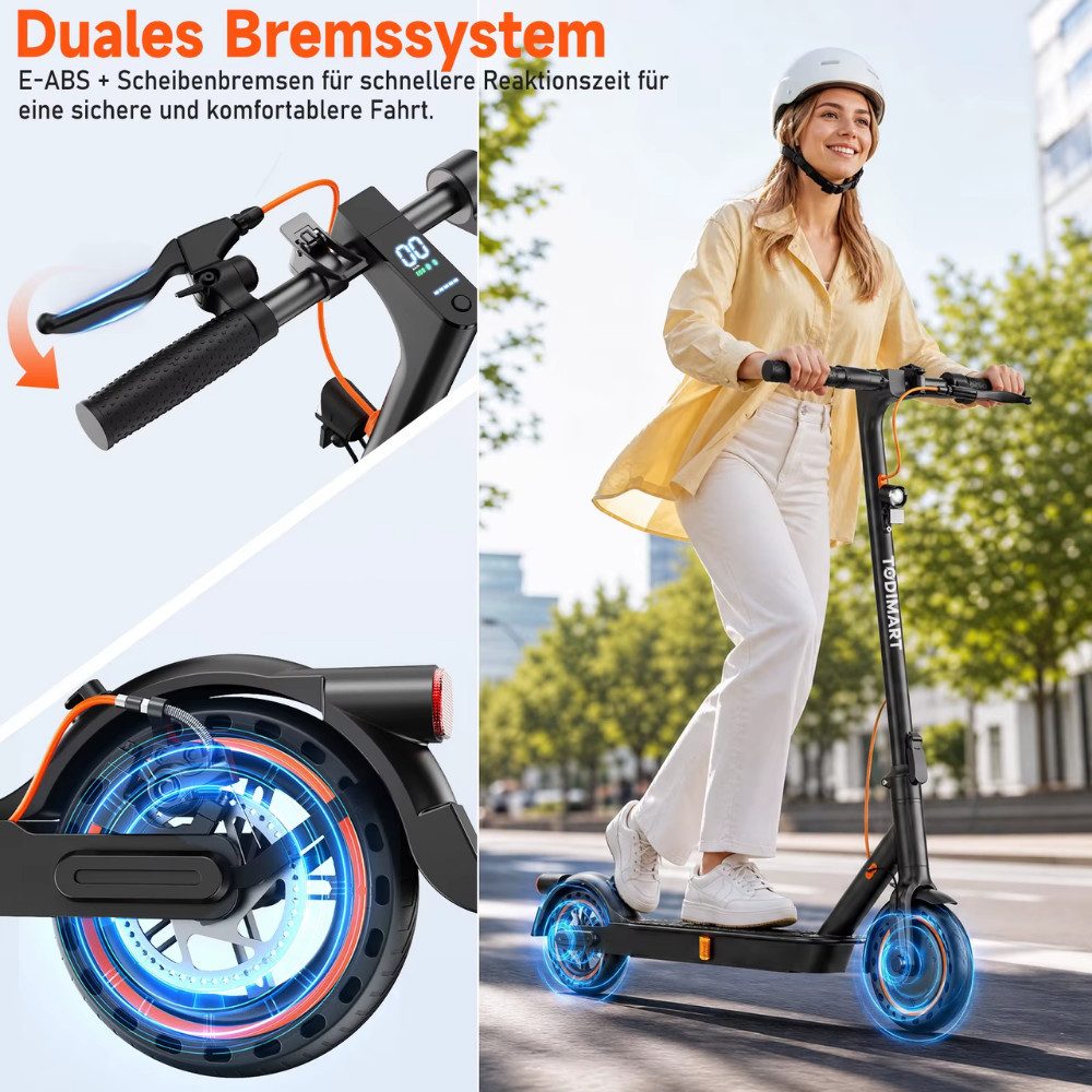 Athlix E-Scooter T3 ABE faltbarer E-Scooter mit Straßenzulassung 3 Modi 8,5 Zoll Räder, 20 km/h, Stoßdämpfendes Fahrwerk, Schneller Faltmechanismus – Bild 4 von 5
