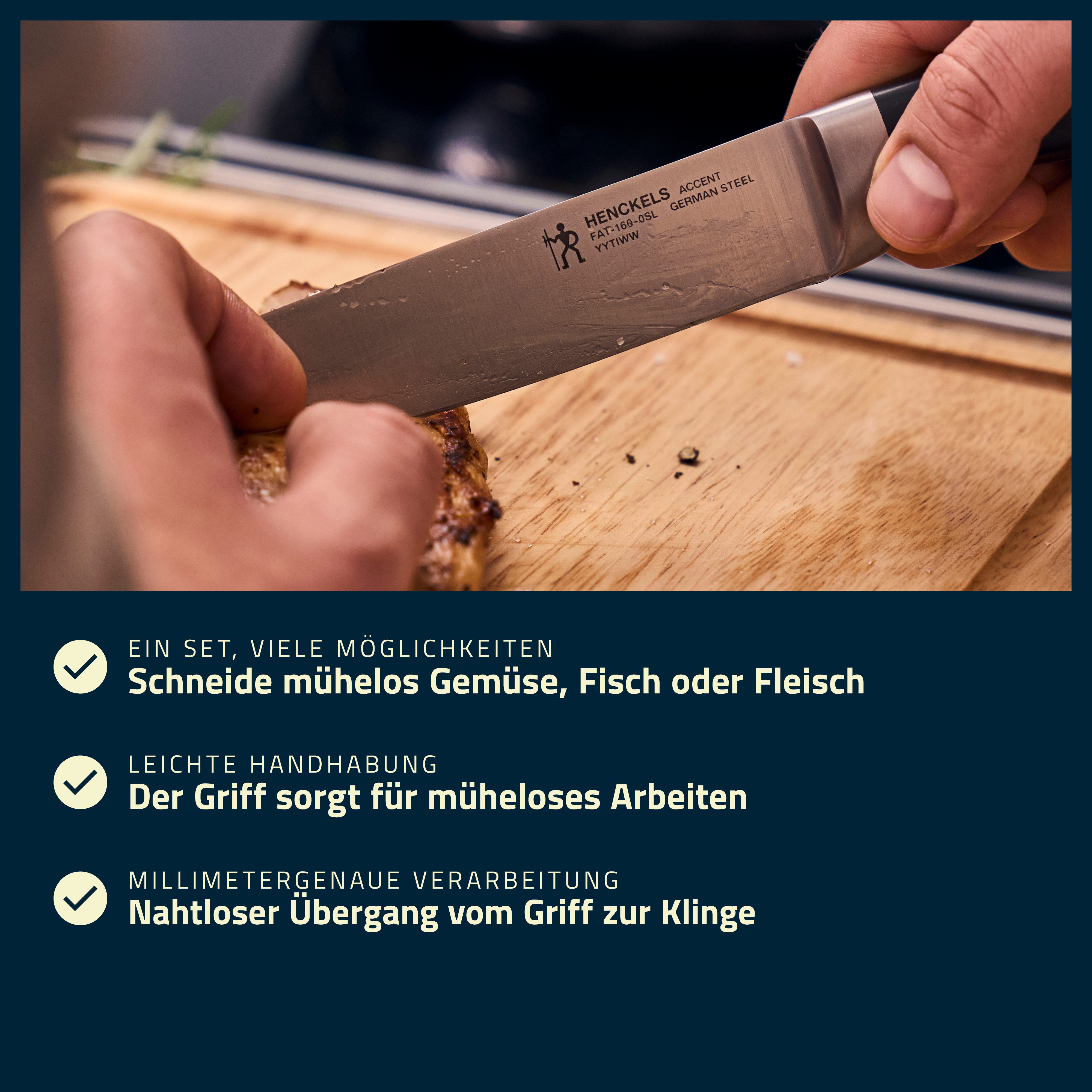 HENCKELS by ZWILLING Messerblock Accent (7tlg), Messer mit 3-Nieten-Design-Griffen, Rostfreie Klingen – Bild 4 von 5