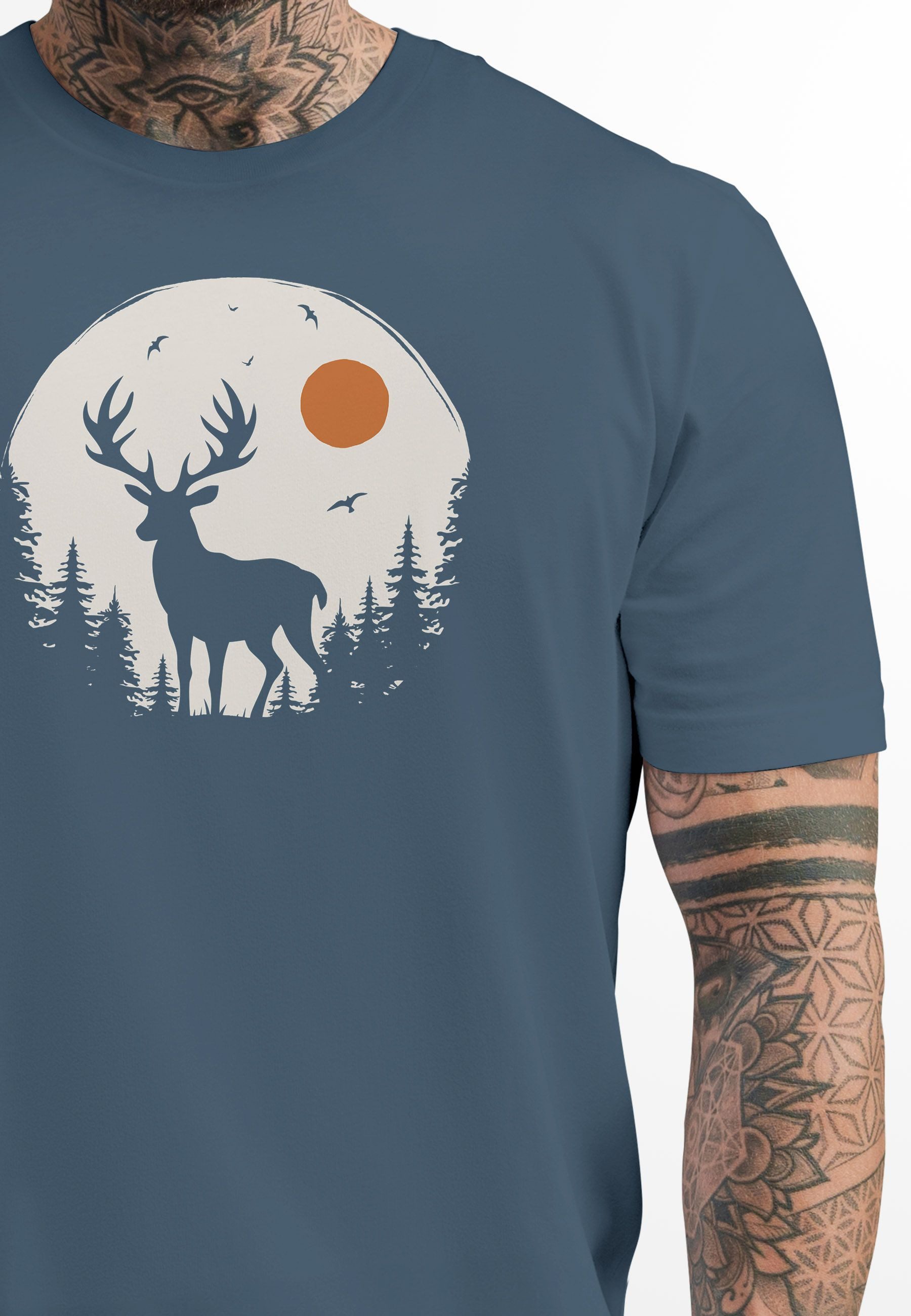 Neverless Print-Shirt Herren T-Shirt Frontprint Hirsch günstig online kaufen