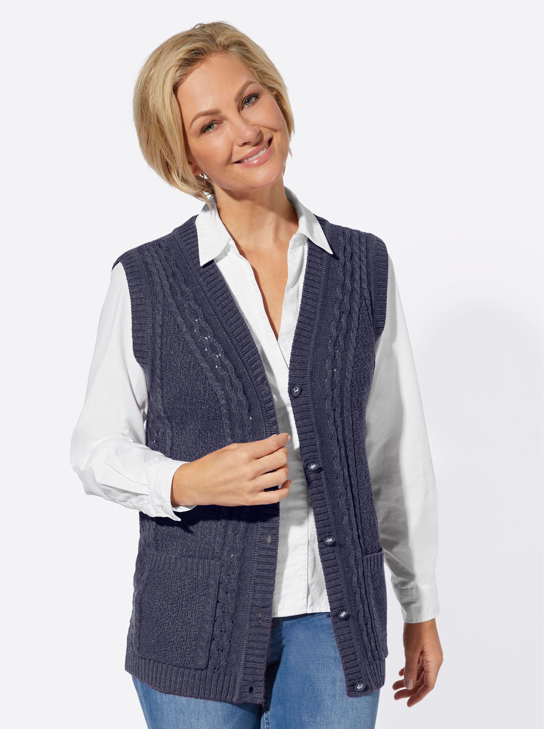 Witt Strickweste Strickweste Ärmellos Ajour