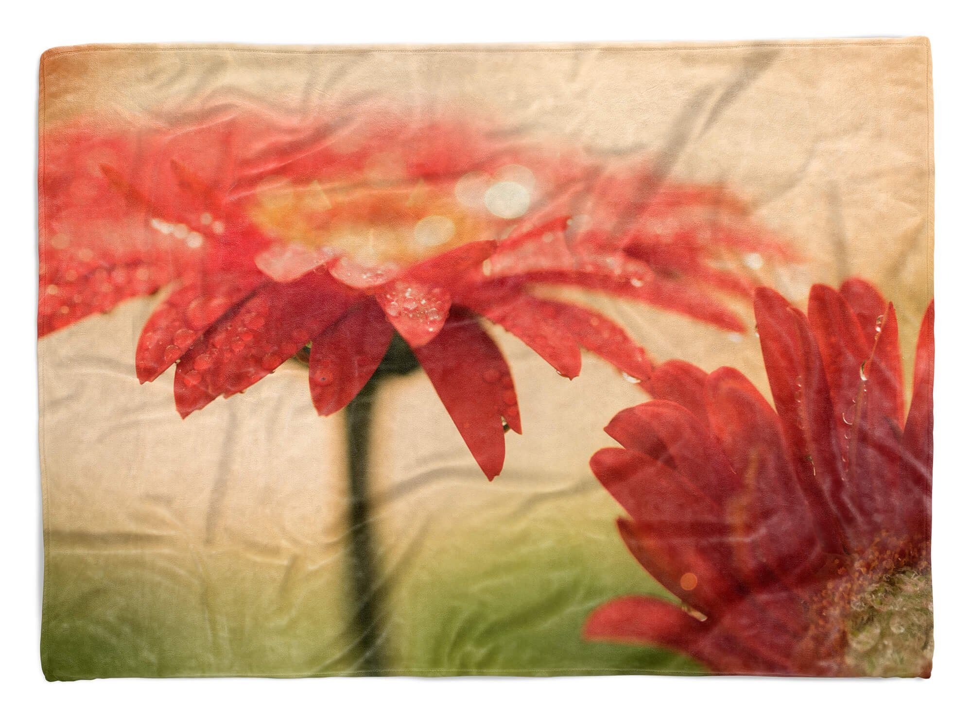 Sinus Art Handtücher Handtuch Strandhandtuch Saunatuch Kuscheldecke mit Fotomotiv schöne rote Blumen, Baumwolle-Polyester-Mix (1-St), Handtuch