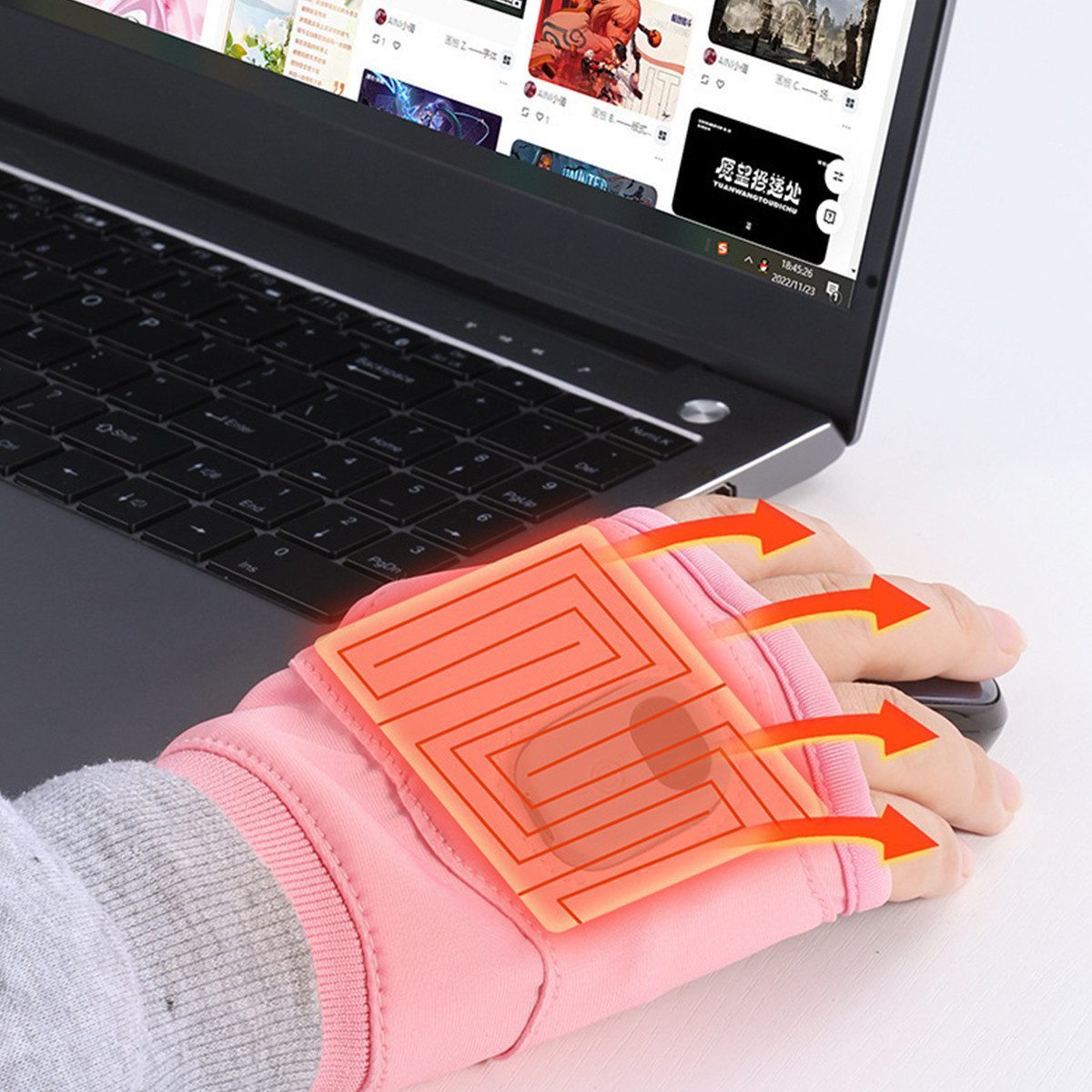 feinlux Winter-Arbeitshandschuhe Beheizbare Fingerlose Handschuhe (Packung, beheizbare Handschuhe) USB-aufladbar Einstellbar Halbfinger Handschuhe für Innen