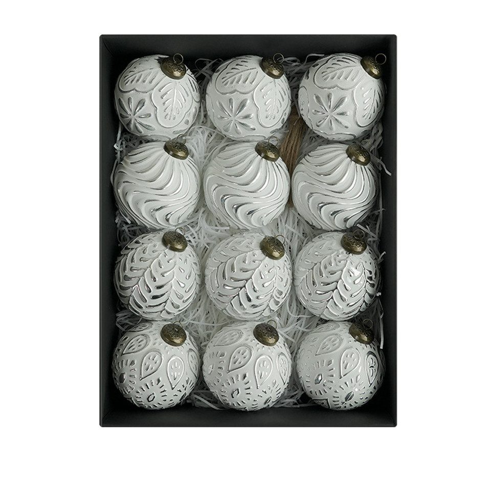 Coonoor Weihnachtsbaumkugel 12-teiliges Set Vintage-Weihnachtsbaumkugeln, (12 St), 8 cm Weihnachtsbaum-Dekorationskugeln