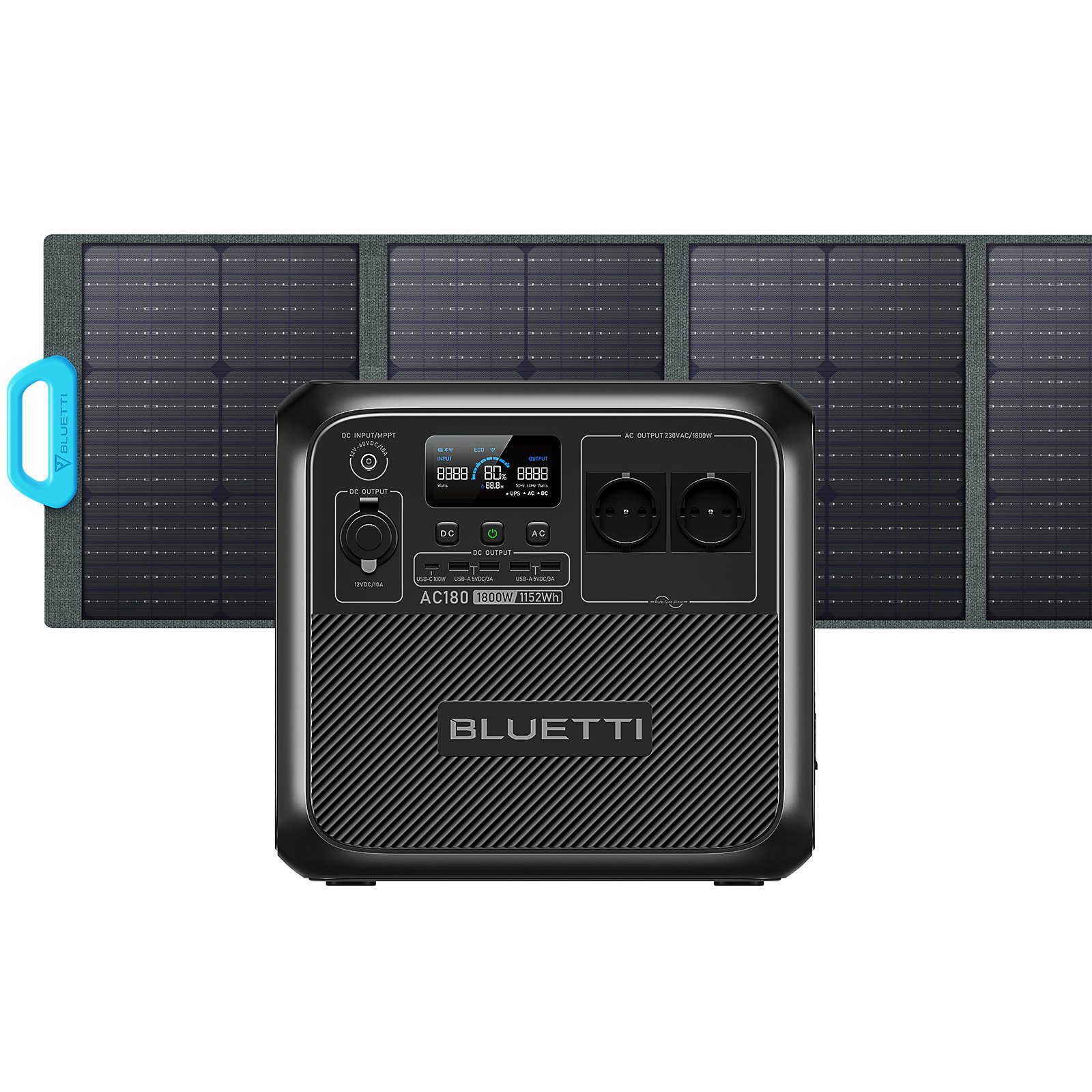 BLUETTI Stromerzeuger 1800W AC180 Tragbarer Power Station kit mit Solarpanel, (PV120 120W)