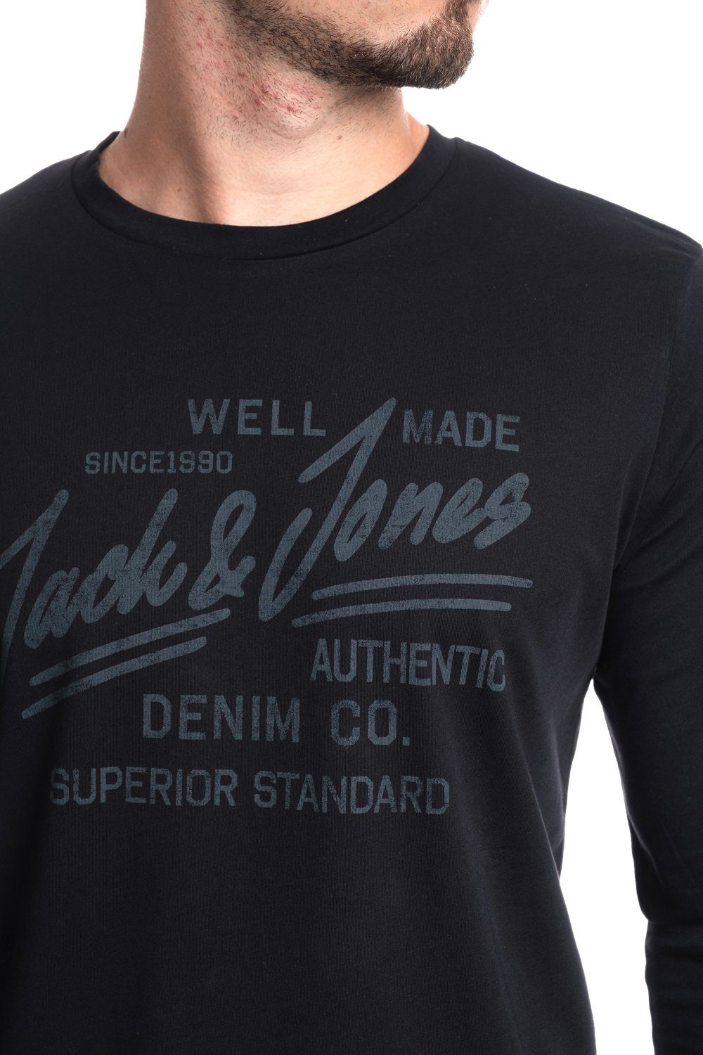 Jack & Jones Langarmshirt stilvolles Regular Fit Longsleeve mit Printdruck Bequemes Oberteil aus Baumwolle mit Rundhalsausschnitt – Bild 5 von 5
