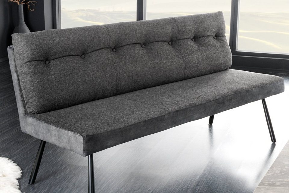 riess-ambiente Sitzbank BIG GEORGE 160cm anthrazit / schwarz  (Einzelartikel, 1-St), Samt · Strukturstoff · mit Lehne · Metall-Beine ·  Modern Design