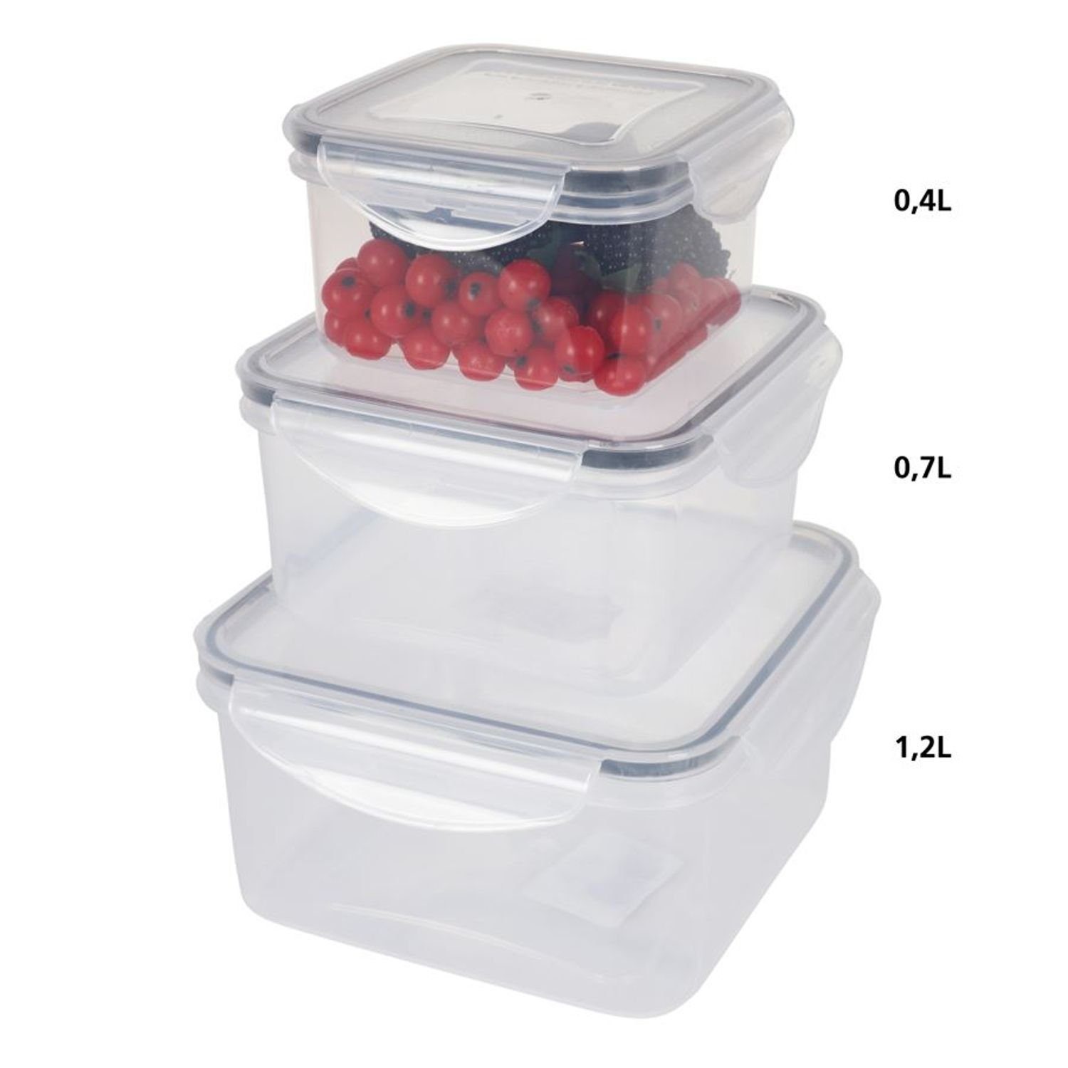PLAST1 Brot Vorratsdose Kunststoff Frischhaltedose Gefrierbe, L 1,2 Lunchbox Clippverschluss Airtight