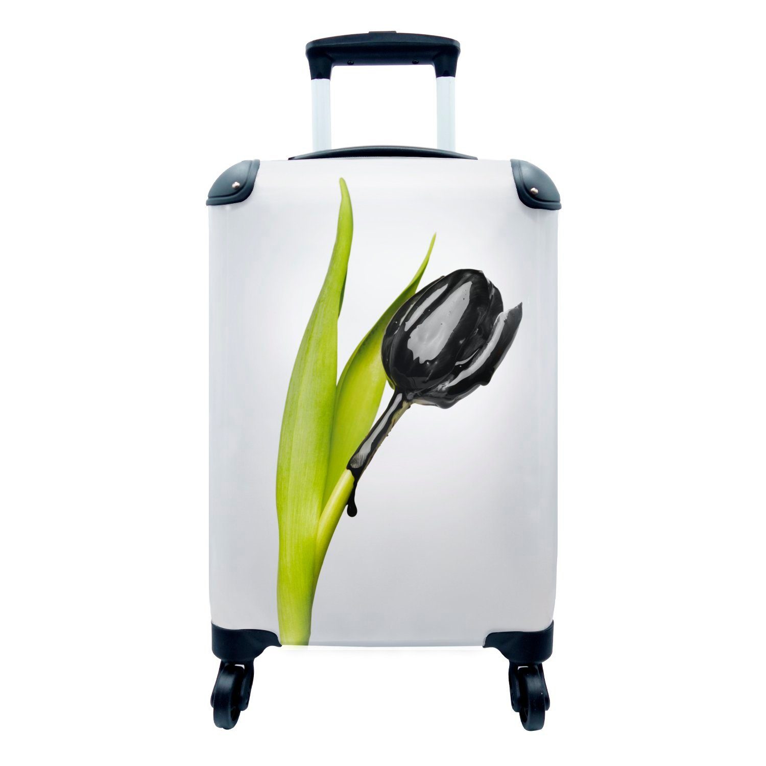 MuchoWow Handgepäckkoffer Tulpe - Öl - Weiß, 4 Rollen, Reisetasche mit rollen, Handgepäck für Ferien, Trolley, Reisekoffer