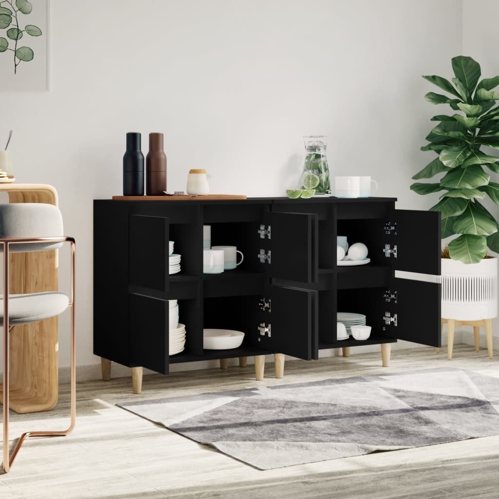 vidaXL Sideboard Sideboards 2 Stk. Schwarz 60x35x70 cm Holzwerkstoff (2 St)