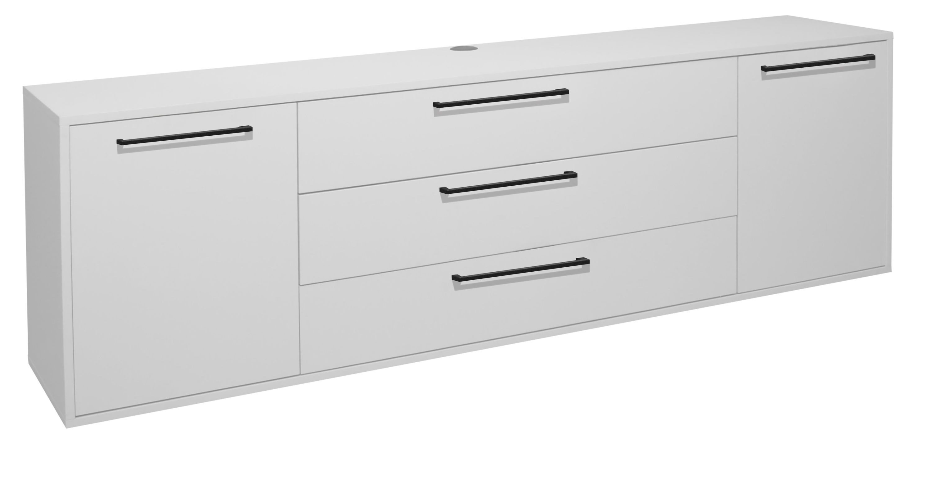 FURNARO Lowboard, in weiß matt lack NB B/H/T: 216x67x45 cm