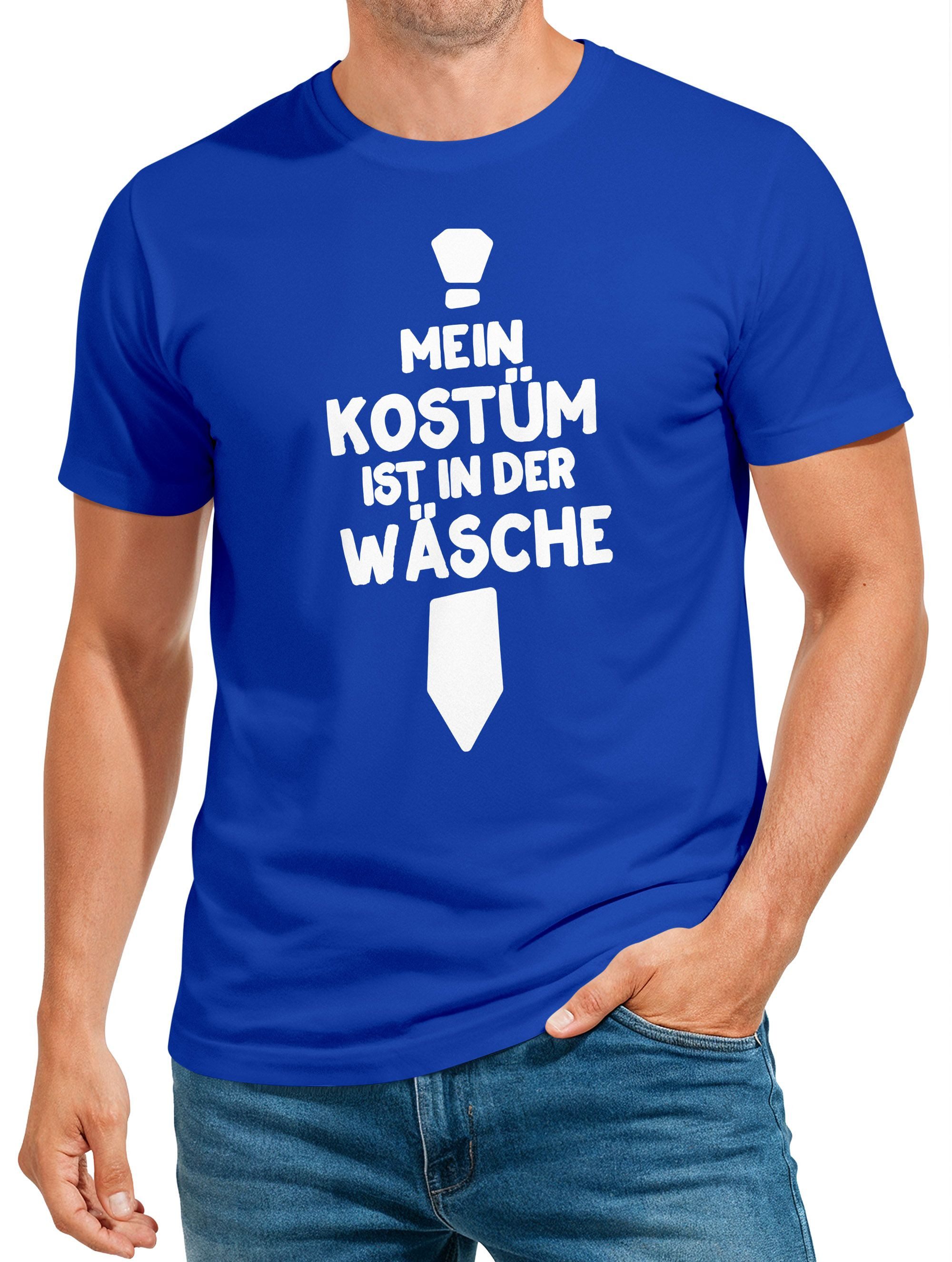 Print-Shirt Herren T-Shirt Mein Kostüm ist in der Wäsche Fasching Karneval Last