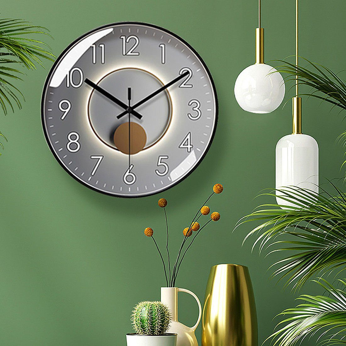 DÖRÖY Wanduhr 35cm moderne stille Wanduhr, Heimdekoration Wanduhr, kreative Uhr