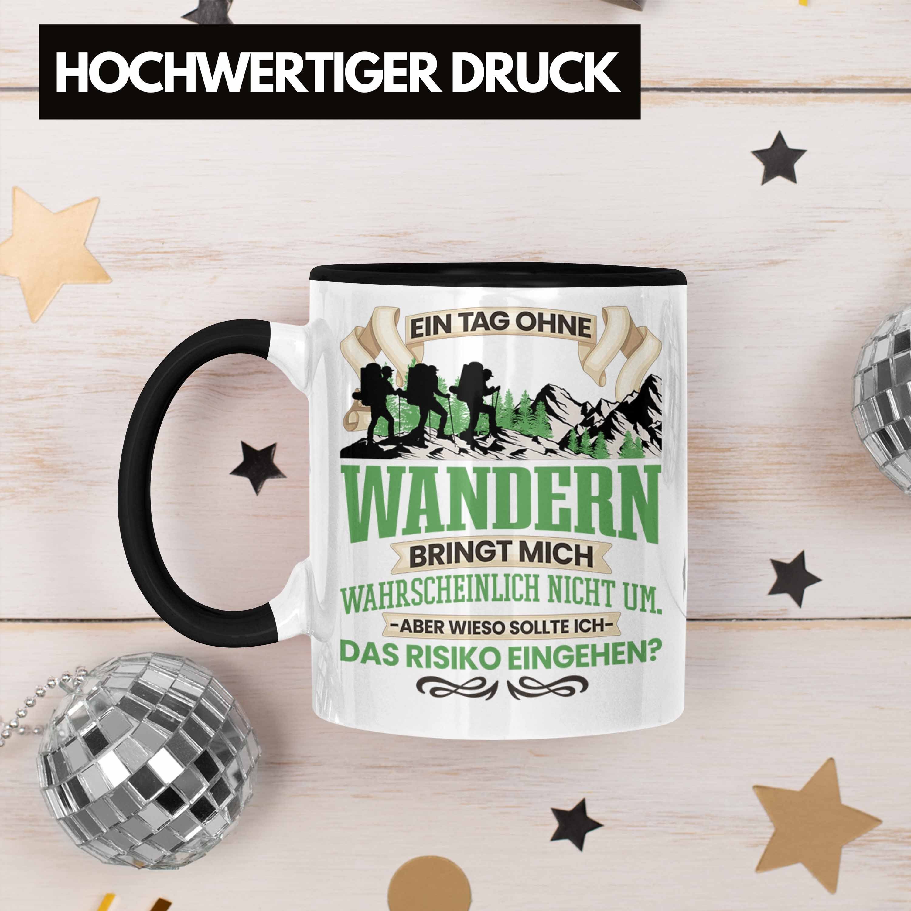 - Trendation Schwarz Tasse Trendation Lustiger Wanderer Wandern Berge Geschenk für Spruch Tasse