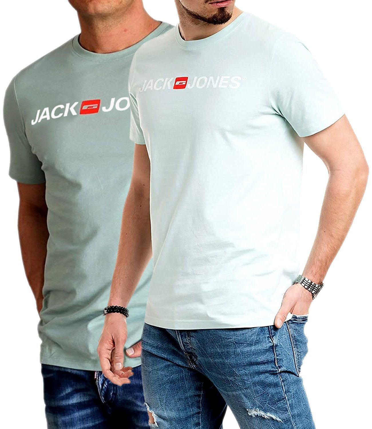 Jack & Jones T-Shirt Bequemes Logo-Shirt mit Printdruck (2er-Pack) günstig online kaufen