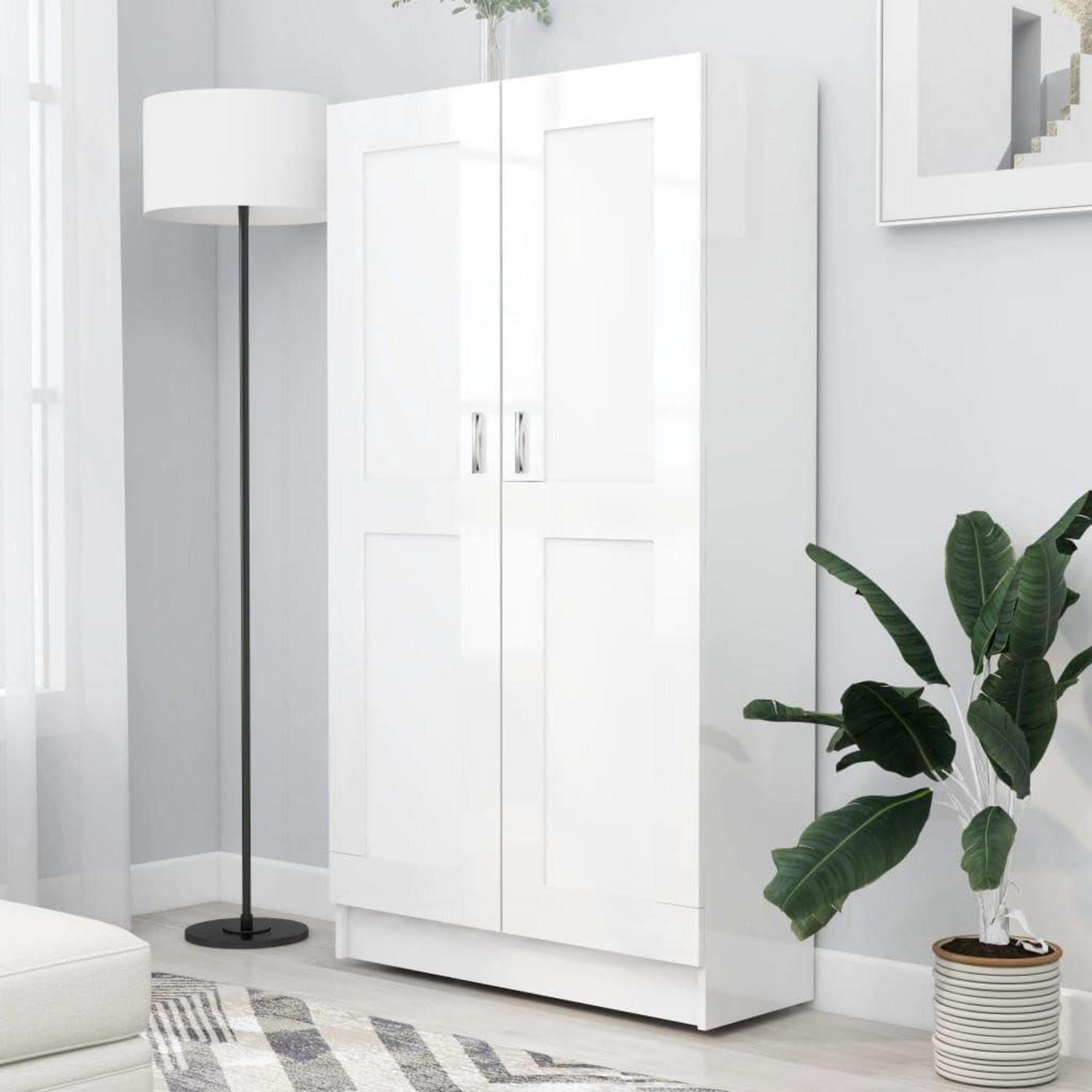 LuxusKollektion Bücherregal Bücherregal Hochglanz-Weiss 82.5x30.5x150cm, 1-tlg.