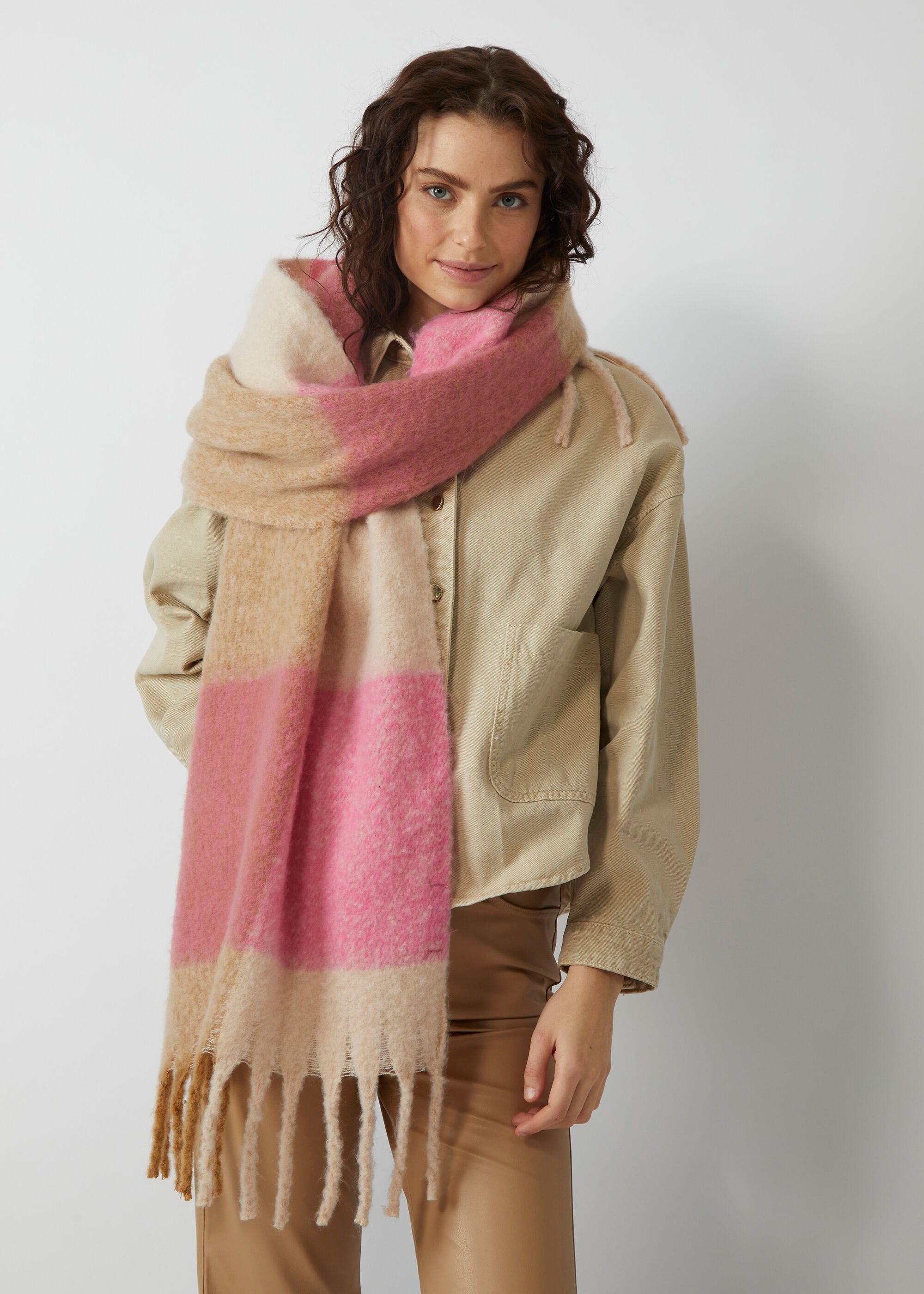 Karo-Muster, Polyester Codello Fransen XL-Schal mit mit recyceltem gedrehten aus Modeschal
