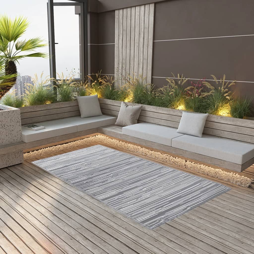 vidaXL Outdoorteppich 120 x 180 cm Teppich Terrasse Camping Outdoor draußen Vorzelt Grau 120, Höhe: 180 mm