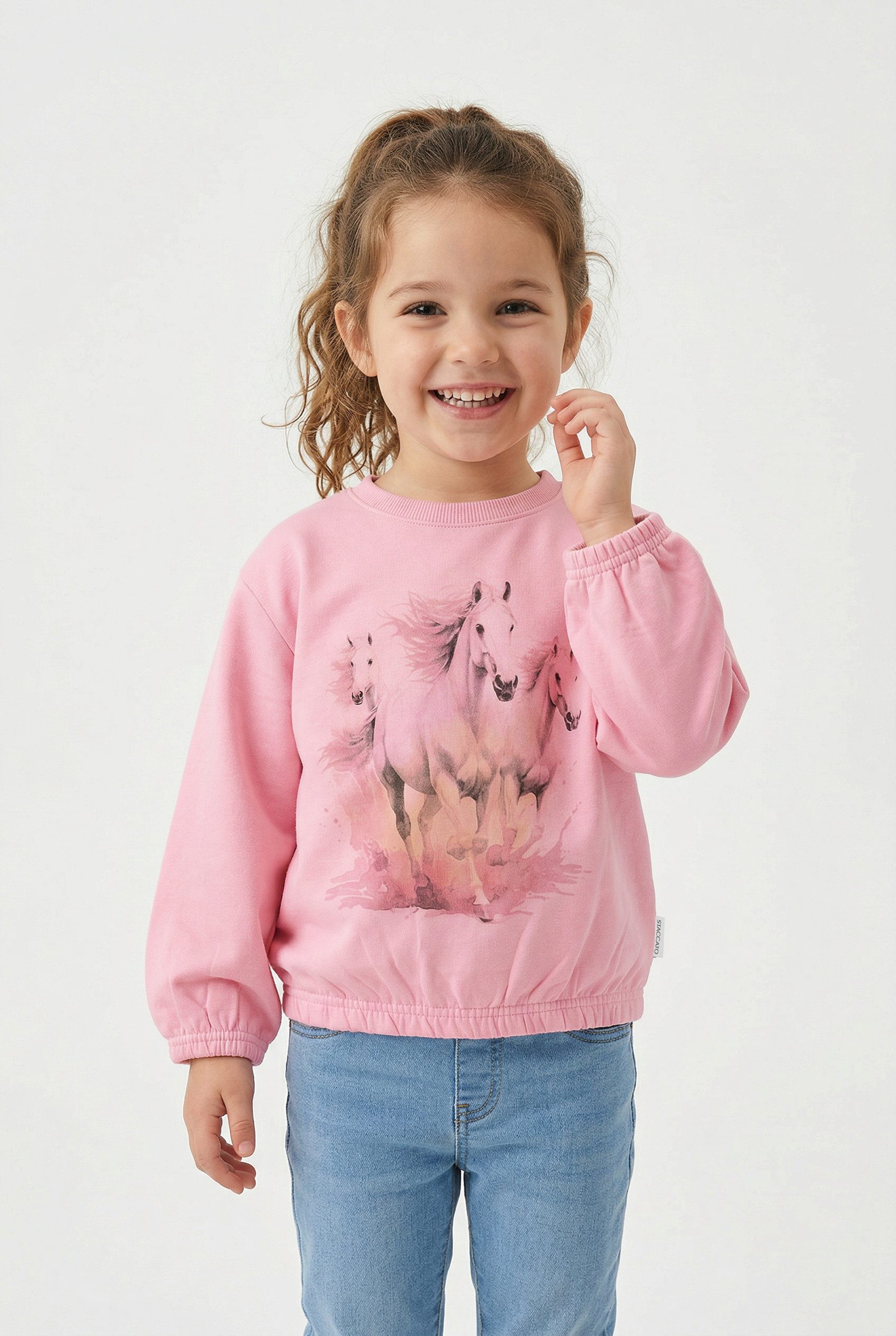 STACCATO Sweater (2-tlg) 2er Pack Sweatshirts, mit Motivdruck, Pferd, für Girls