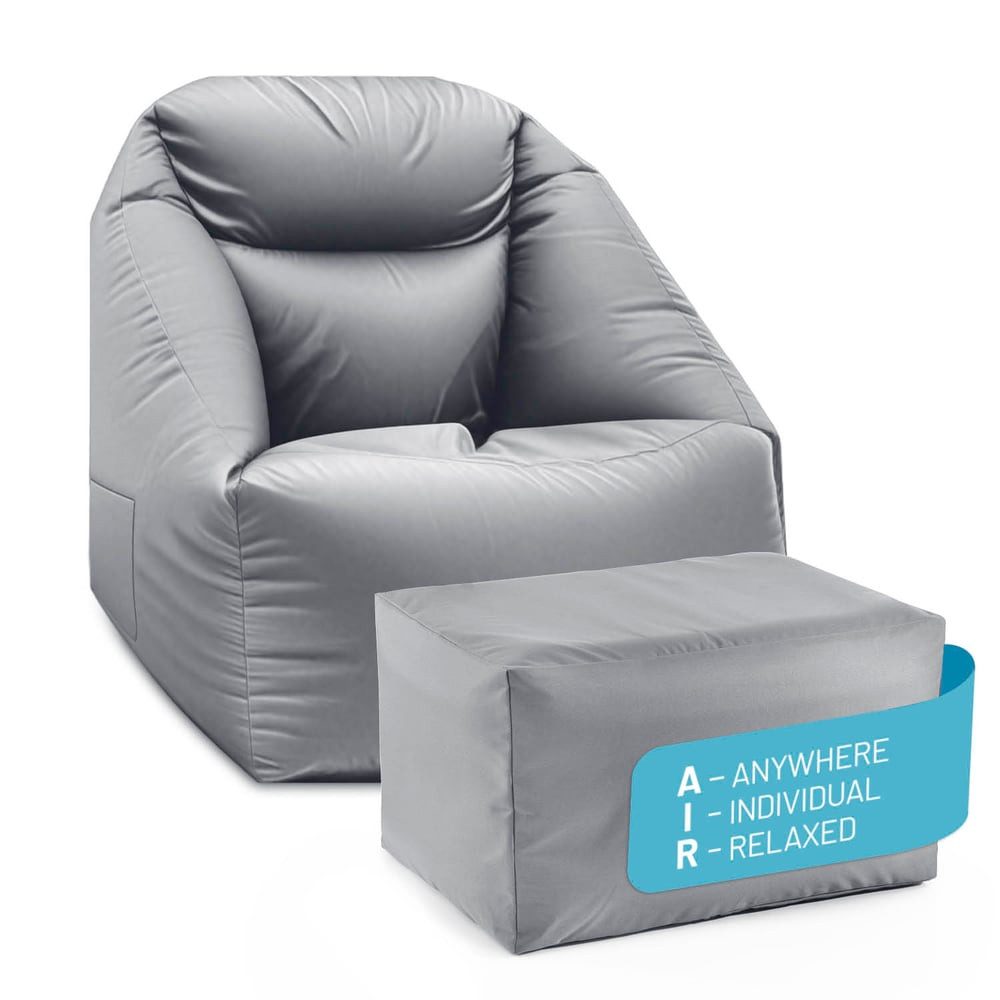 Lumaland Sitzsack CrozyAir Relax-Set aufblasbarer Sessel + AirHocker Luftsessel Sitzsack, Aufblasbare Möbel: Sofa Sessel aufblasbar + Outdoor Bean Bag Hocker