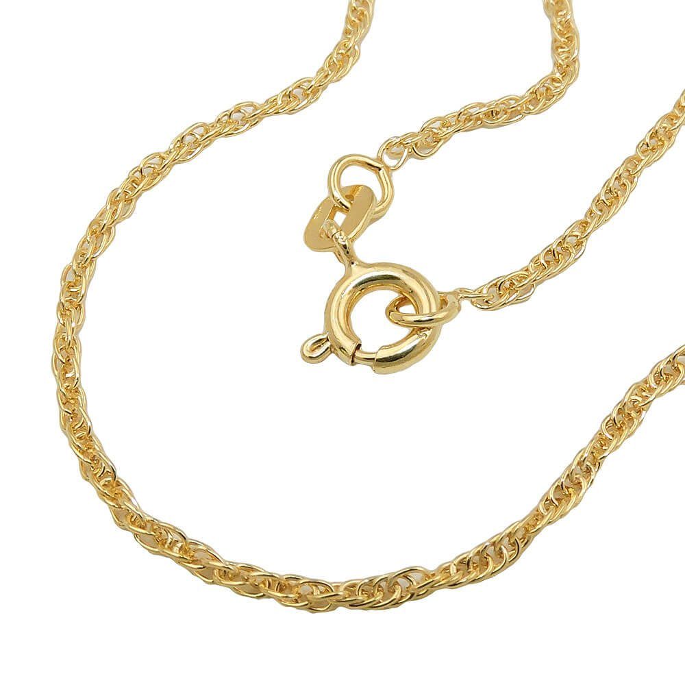Schmuck Krone Goldkette Collier Doppelanker-Kette Gold aus 1,6mm 375 Gelbgold 9Kt 38cm, Gold 375 Halskette gedreht