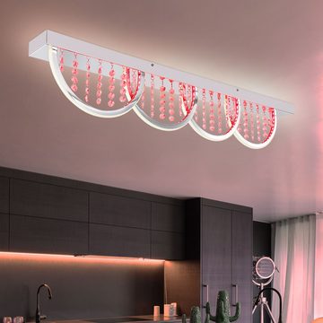 etc-shop LED Deckenleuchte, LED-Leuchtmittel fest verbaut, Warmweiß, Farbwechsel, Deckenleuchte Kristallleuchte Deckenlampe Wohnzimmer, Farbwechsler