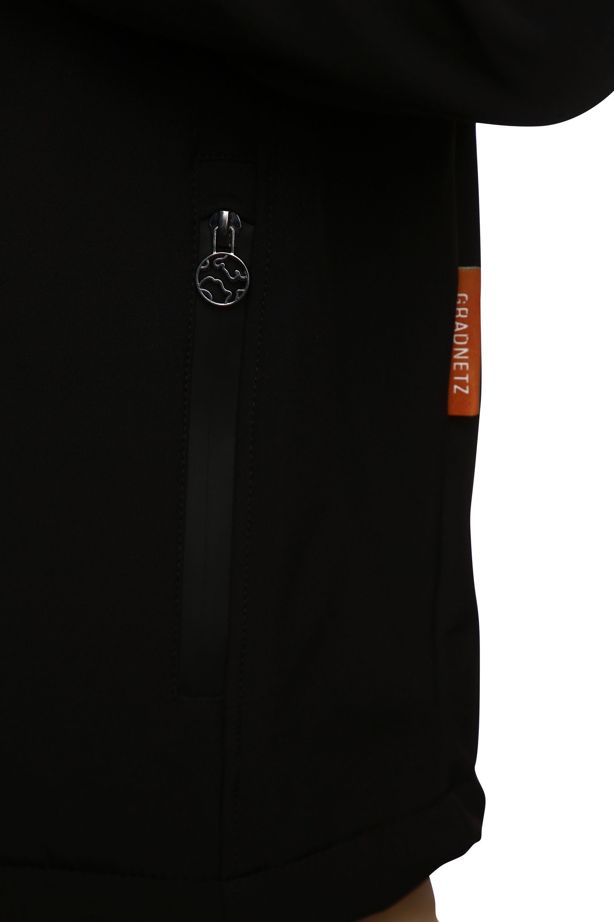 Gradnetz Softshelljacke Herren schwarz (1-St) Kapuze mit Gummizug