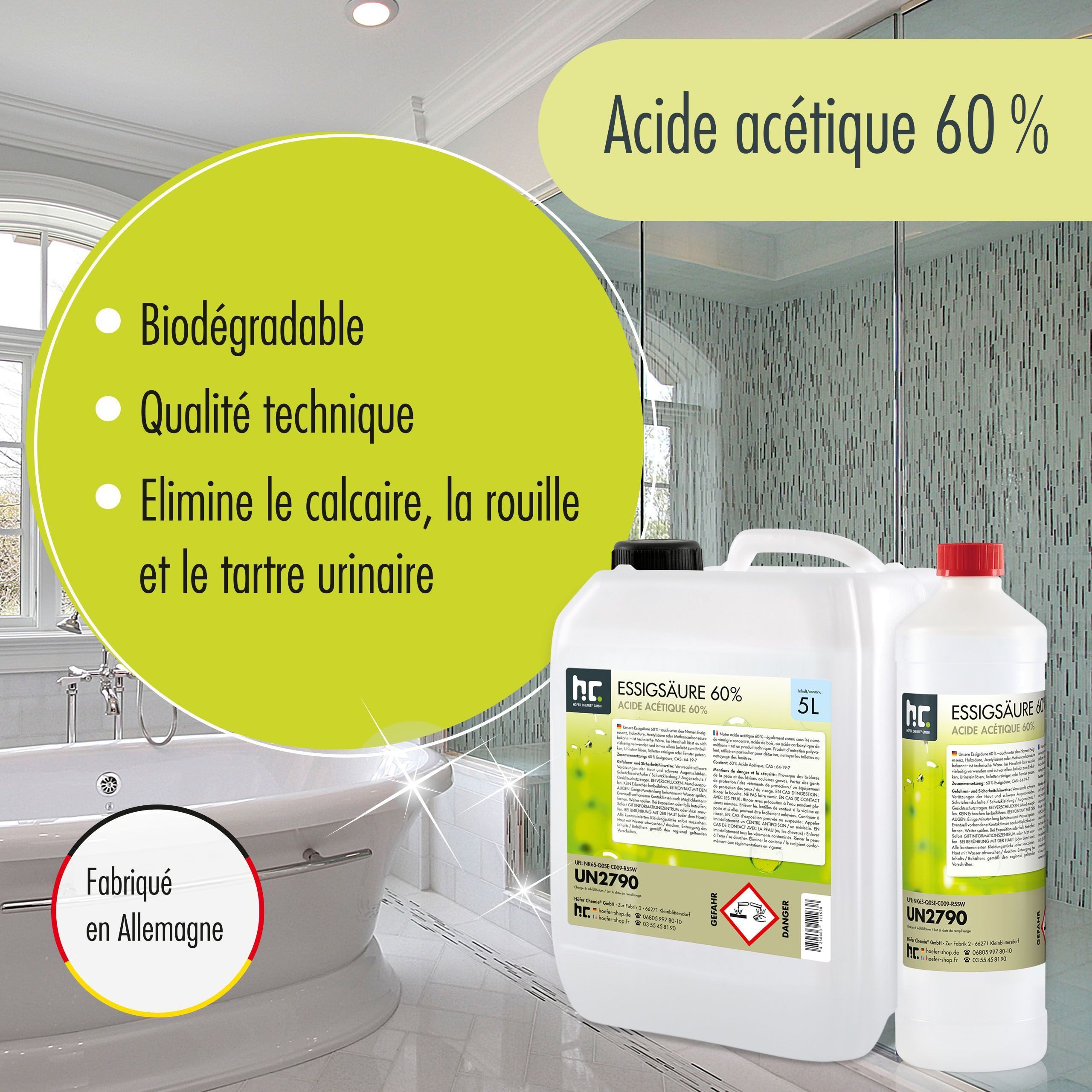 Höfer Chemie GmbH 5 L Höfer Chemie® Essigsäure 60% in Kanistern Grundreiniger