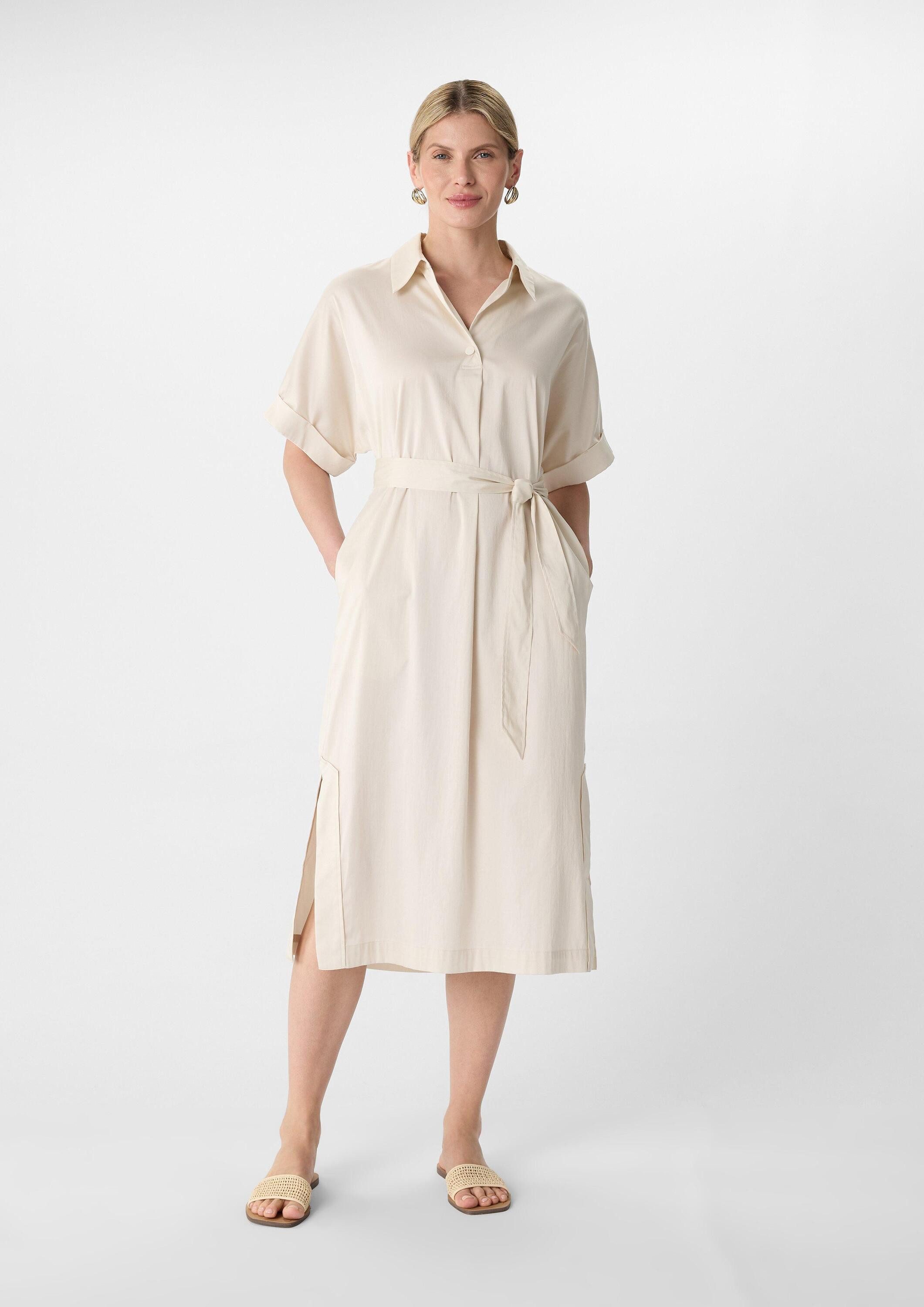 comma Midikleid Kleid Midi-Hemdblusenkleid aus Baumwollsatin günstig online kaufen