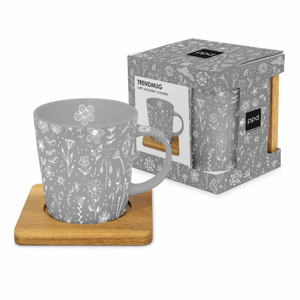 PPD Tasse Pure Flower Grey Trend Mug Nature 350 ml, Bone China