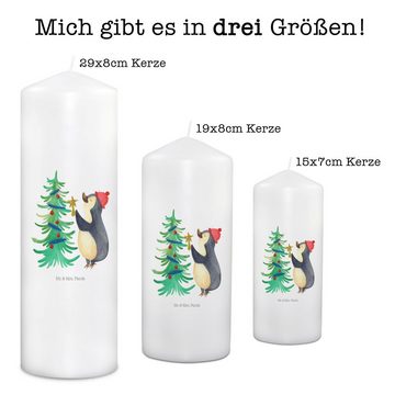 Mr. & Mrs. Panda Formkerze 29 x 8 cm XL Pinguin Weihnachtsbaum - Weiß - Geschenk, Weihnachtsdeko (1-tlg), Warmes Licht