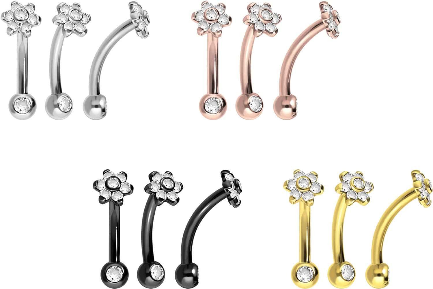 PIERCINGLINE Bauchnabelpiercing Titan Banane mit Push Fit BLUME MIT 7 KRIST günstig online kaufen