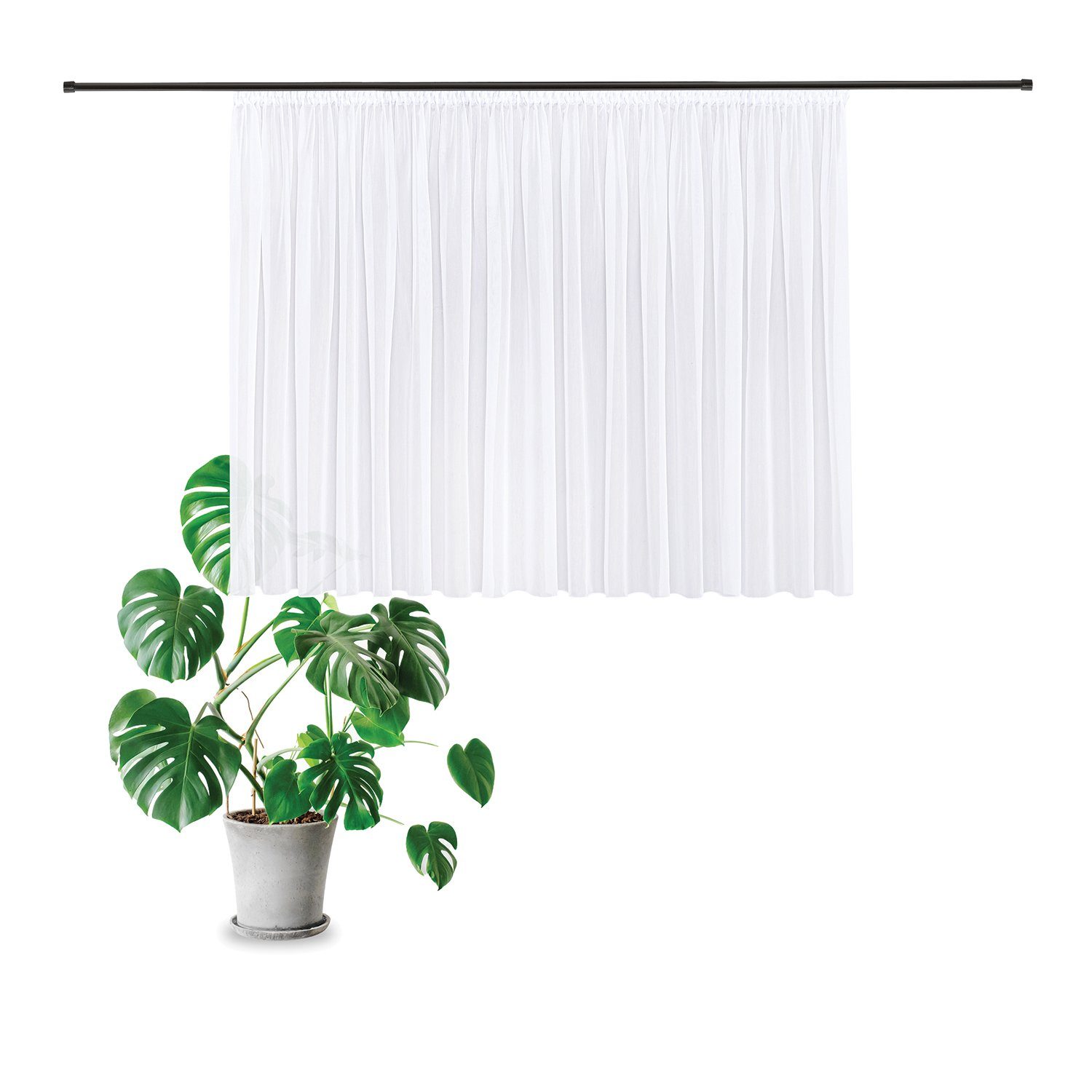 Gerster Gardine Martina (1 St), Smokband, halbtransparent, Voile, Pflegeleichte Effekt-Voile-Webware