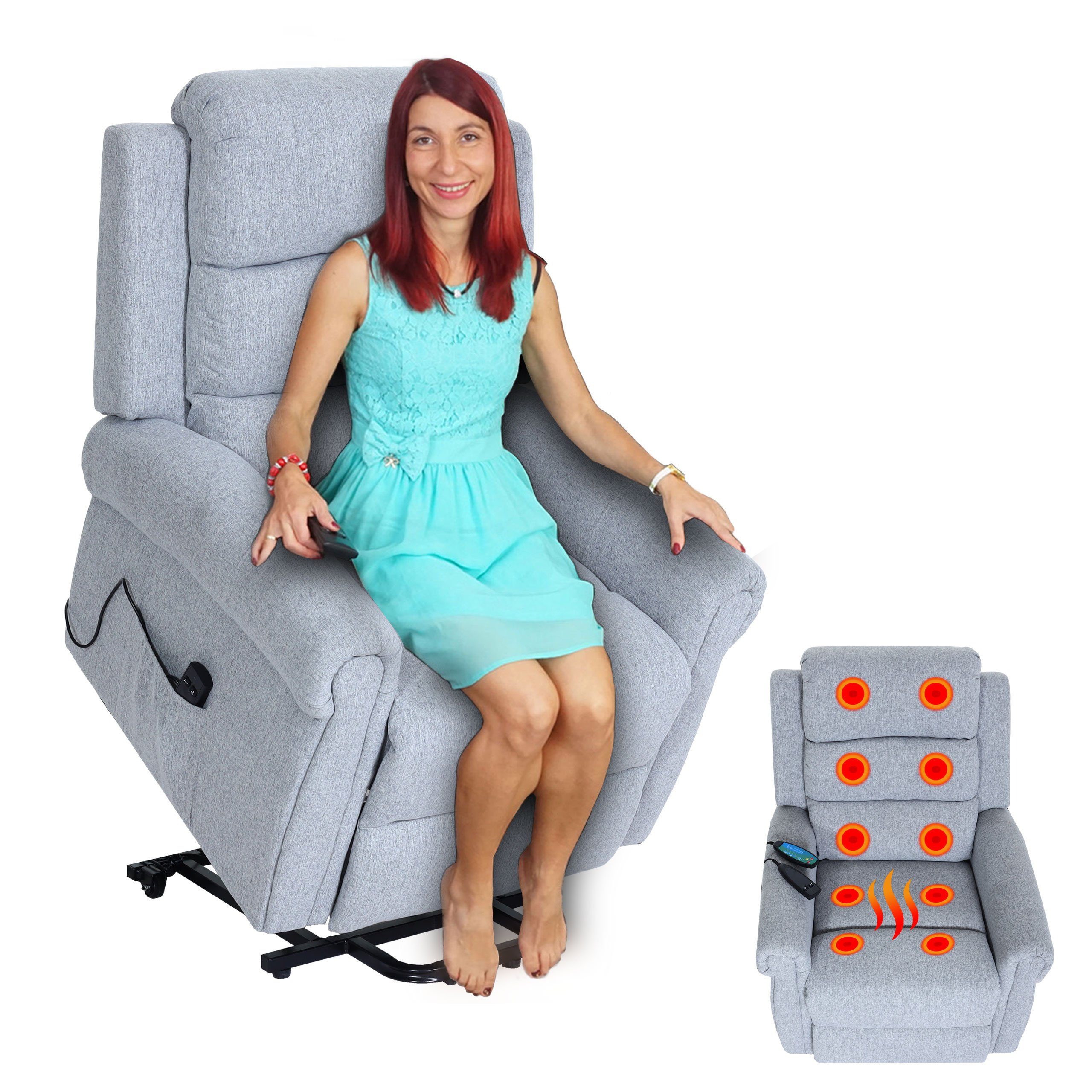 MCW TV-Sessel MCW-K63, Massage- und Heizfunktion, Aufstehhilfe, elektrisch verstellbar