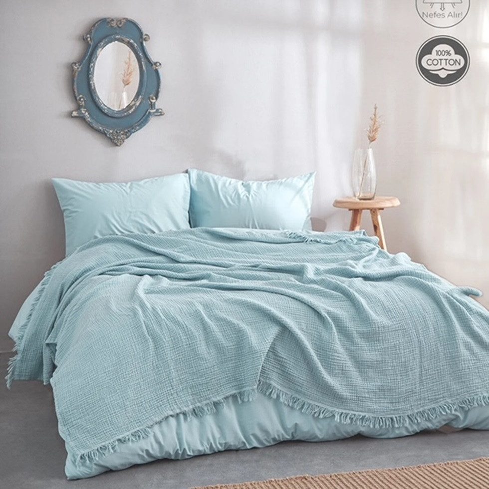 Wohndecke Bio-Musselin Wohndecke in 160x230cm in günstig online kaufen