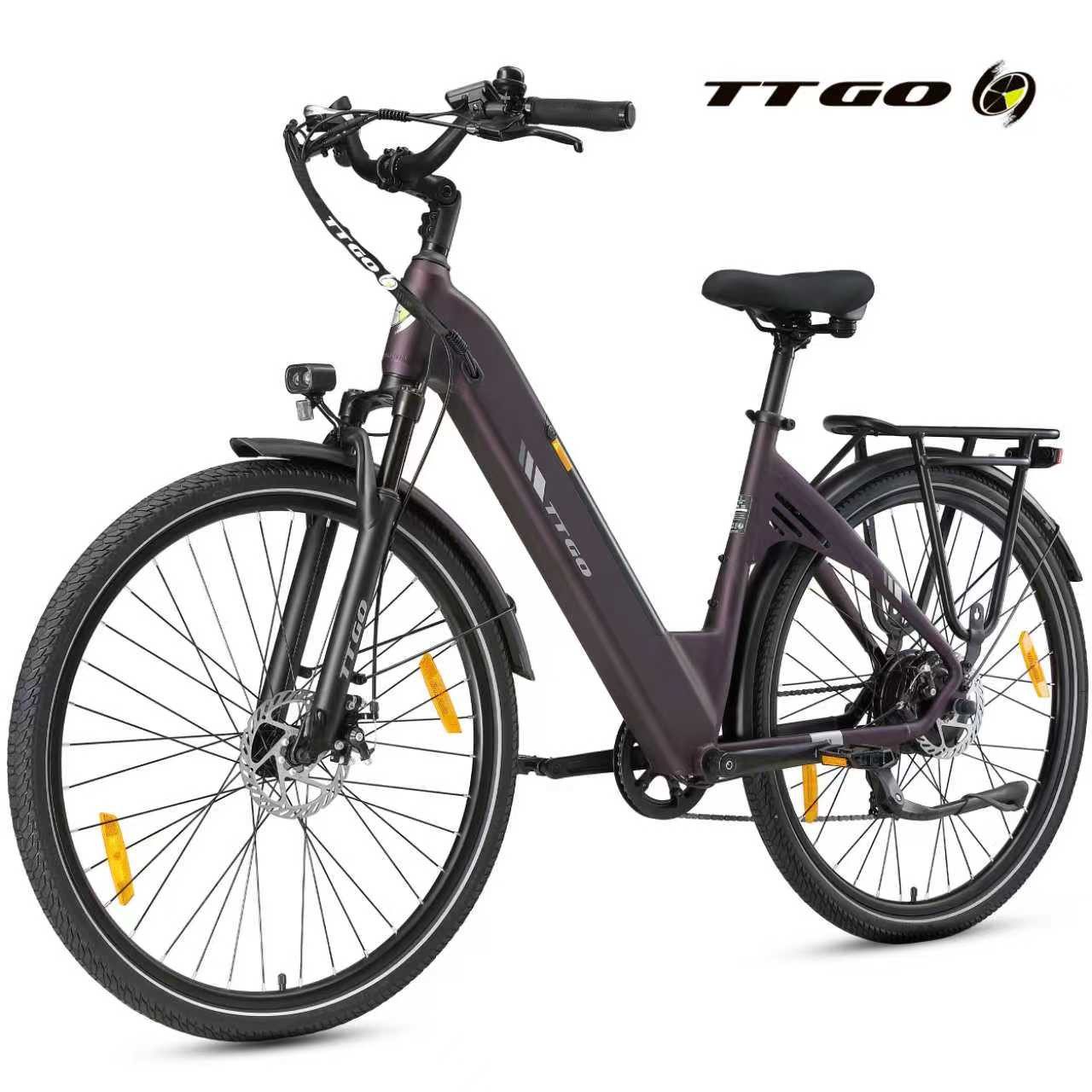 TTGO E-Bike Cityrad 28 x 2,0 Zoll, 150km, C3 2.0, Elektrofahrrad, Pedelec, nur 25kg, 7 Gang SHIMANO, Kettenschaltung, Heckmotor, 650 Wh, 5 Unterstützungsstufen, bis zu 125kg, Tiefeinsteiger-Rahmen
