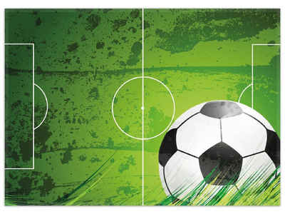 Teppich Fußball-Feld klassisch grün mit Ball, Wallario, rechteckig, rutschfest
