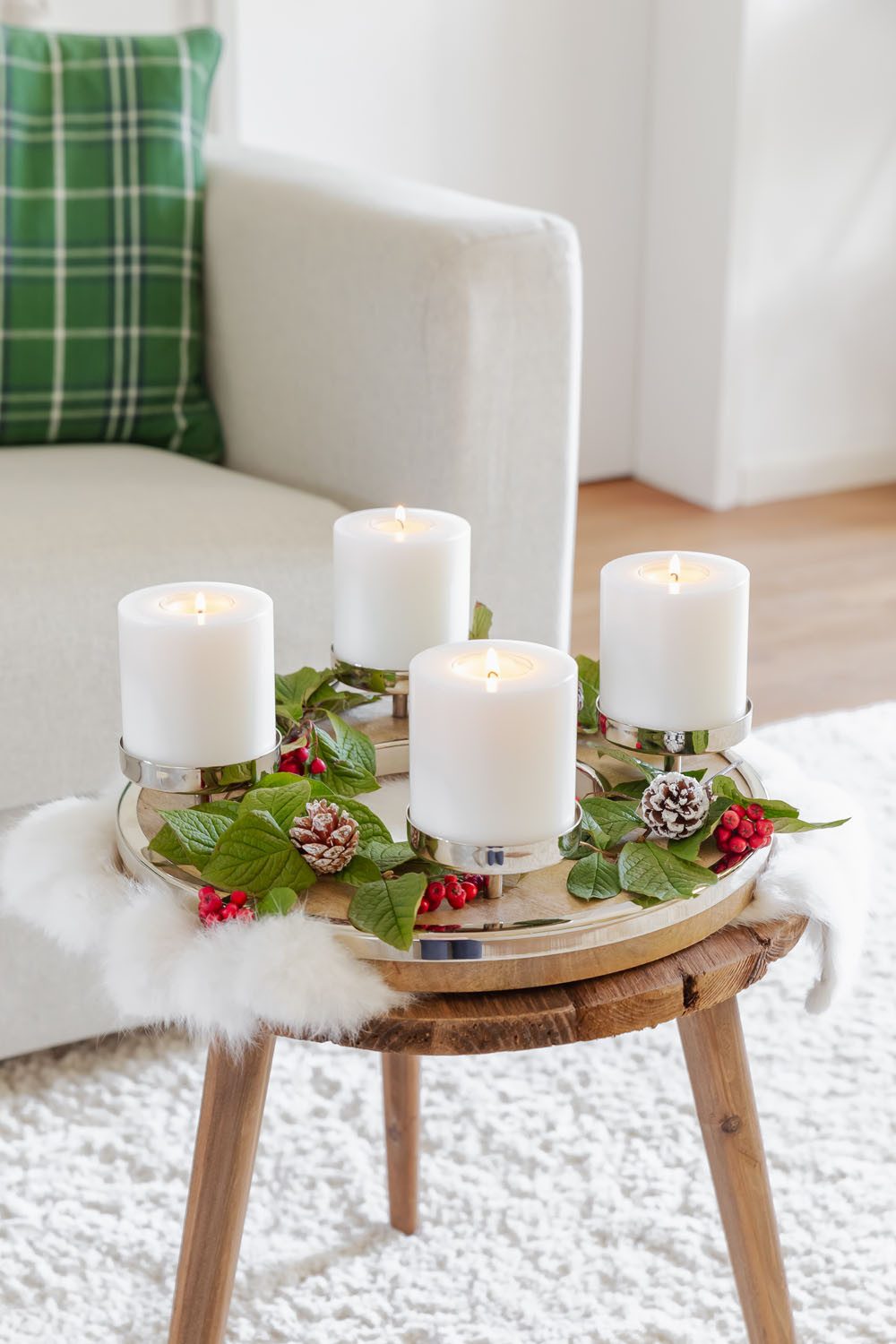 EDZARD Adventskranz Jale, (36 cm) Adventsleuchter für 4 Kerzen, Kerzenkranz aus Holz