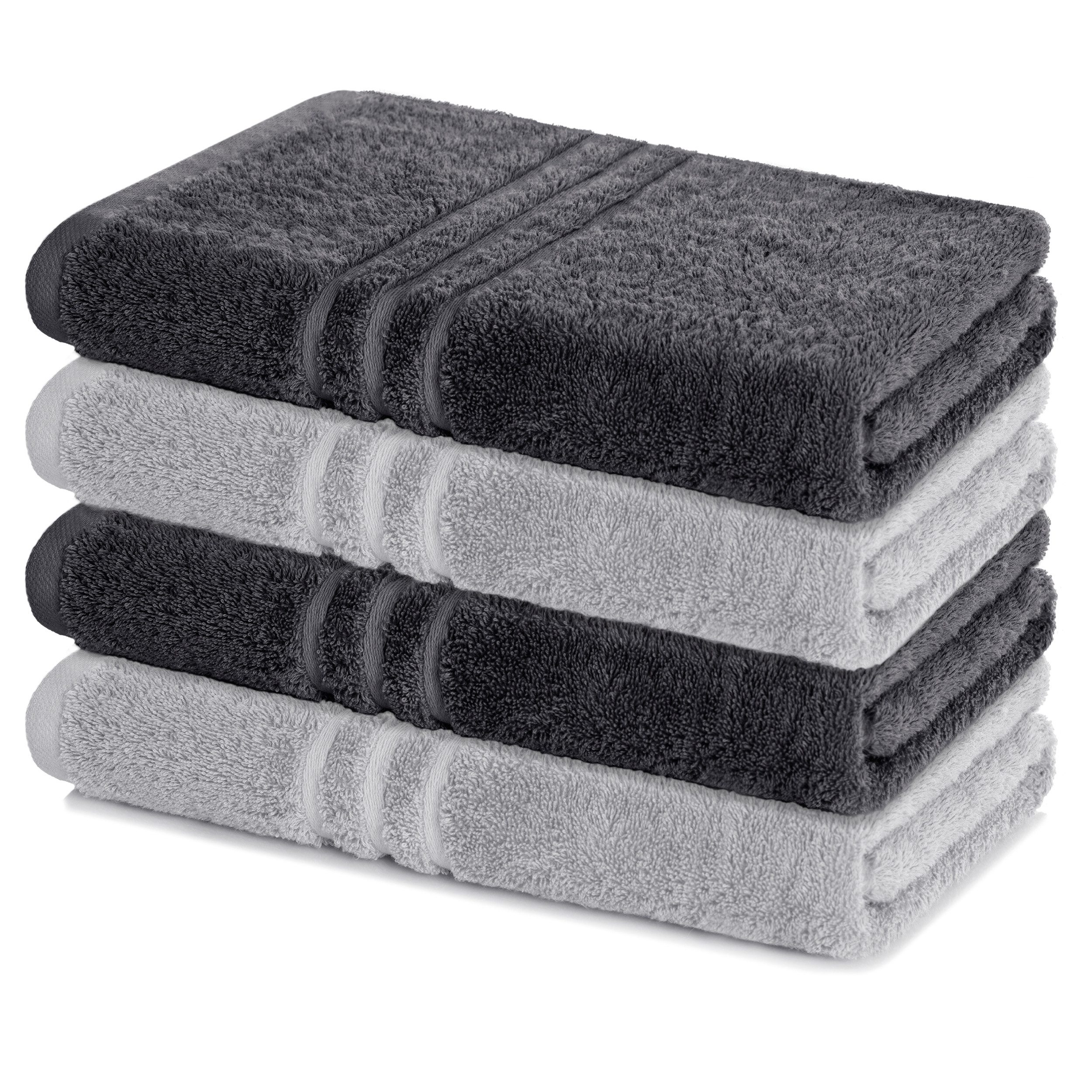 Lavea Duschtücher 4er Set Duschtuch 70 x 140 cm, Elena Frottee Handtücher, (Set, 4-St), Dusch-Handtuch, 500 g/m² Frottier, weich & saugstark, pflegeleicht