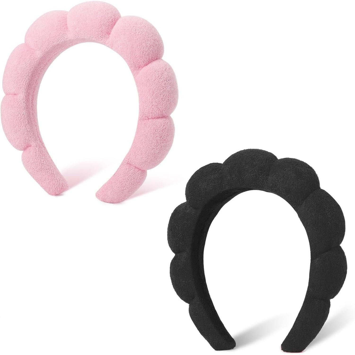 LuxusKollektion Haarband Spa-Stirnband Damen Schwamm Frottee Makeup Hautpflege 2er Set