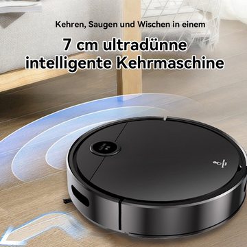 Welikera Saugroboter Kehrroboter,Saugroboter mit 200 ml Staubbox,Wischen,Fernbedienung