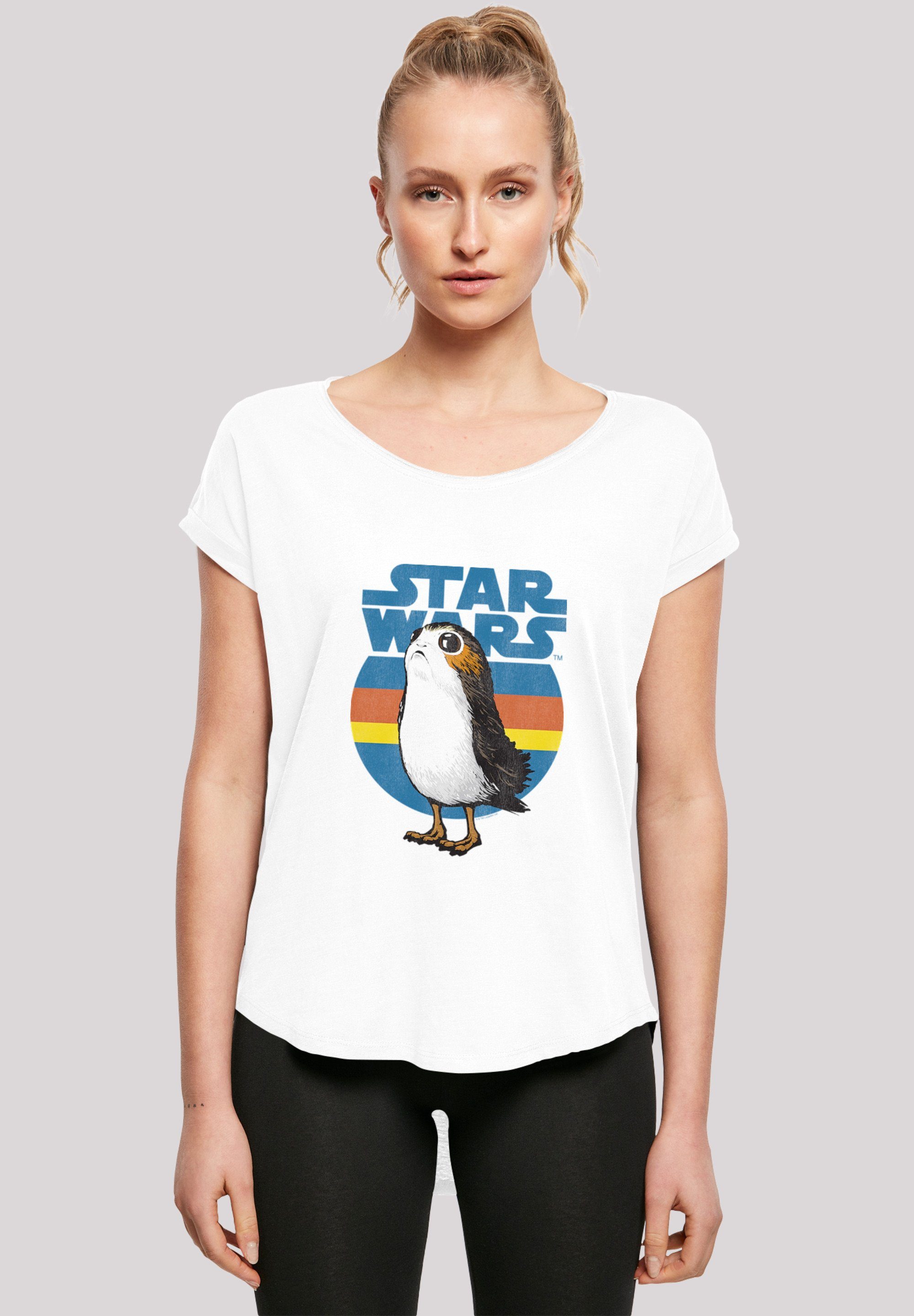 weiß Damen Last Tee Kurzarmshirt Long Star Slub Porg with Jedi Ladies Wars (1-tlg) F4NT4STIC