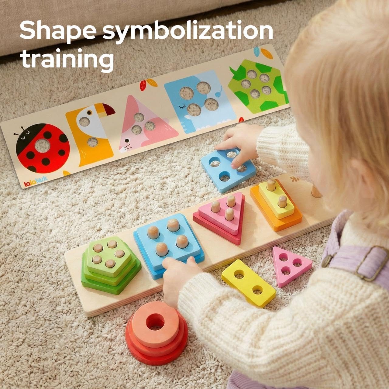 lalalark Stapelspielzeug Lalalark Montessori Spielzeug Steckpuzzle Holzspielzeug, (5-tlg)