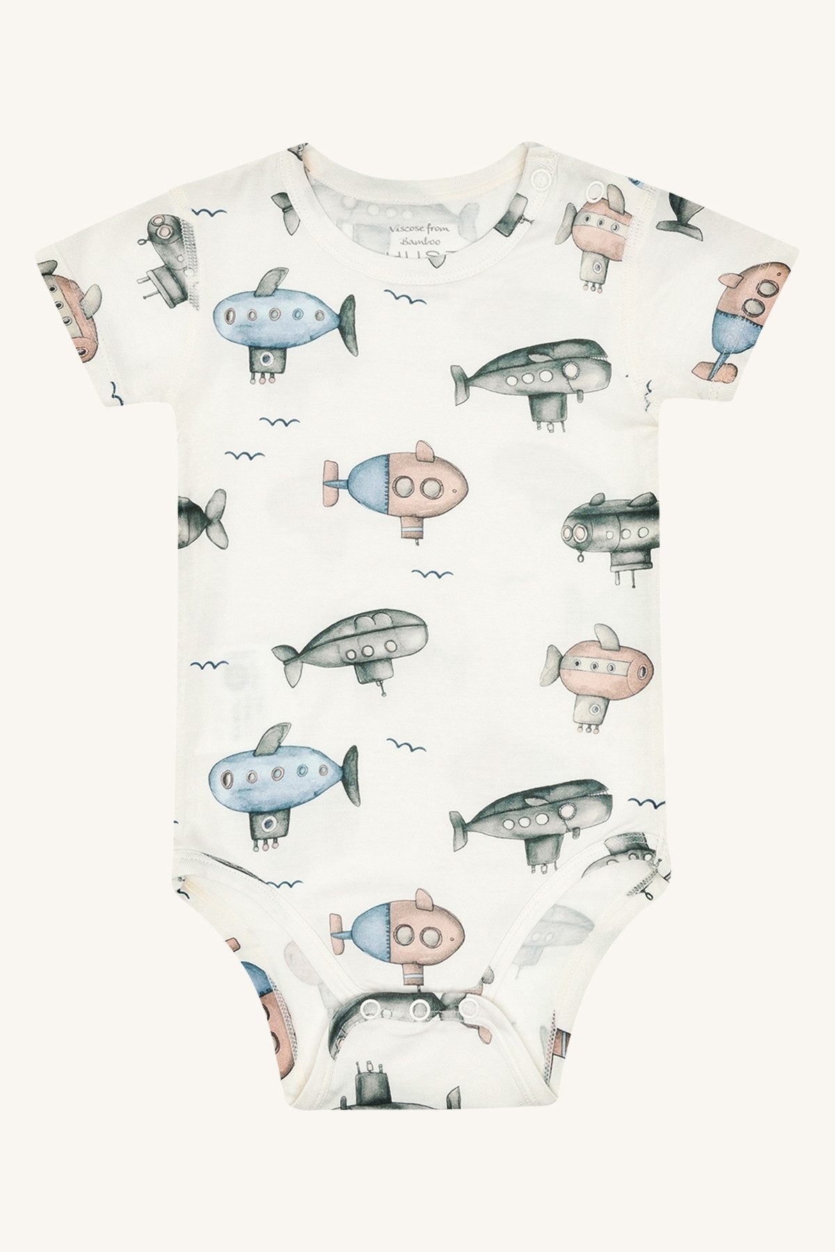 Hust & Claire Kurzarmbody Baby Body kurzarm mit U-Boot-Motiv aus Bambusviskose