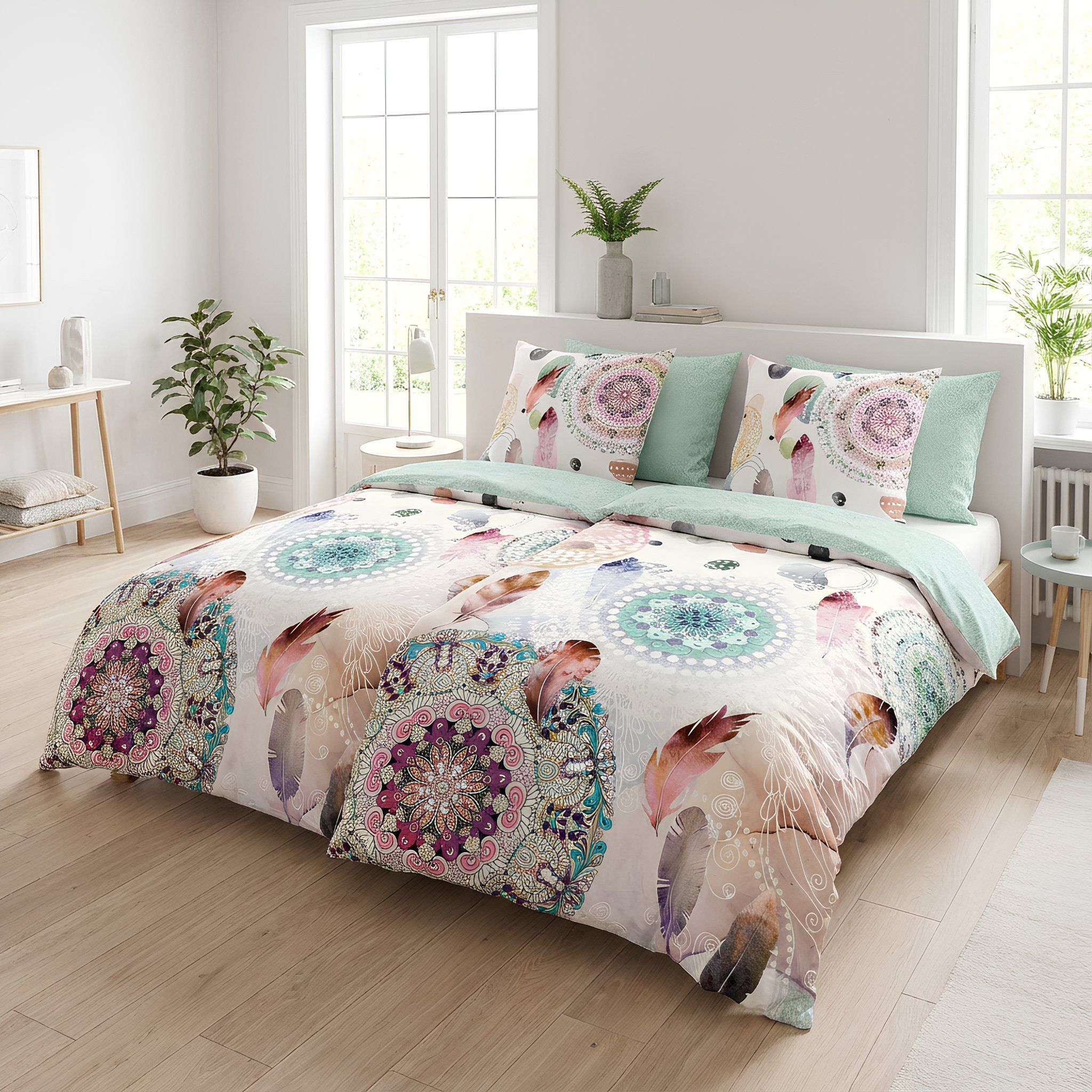 hip Bettwäsche Baumwolle, Renforcé, 2 teilig, pastellfarbende Mandalas und günstig online kaufen