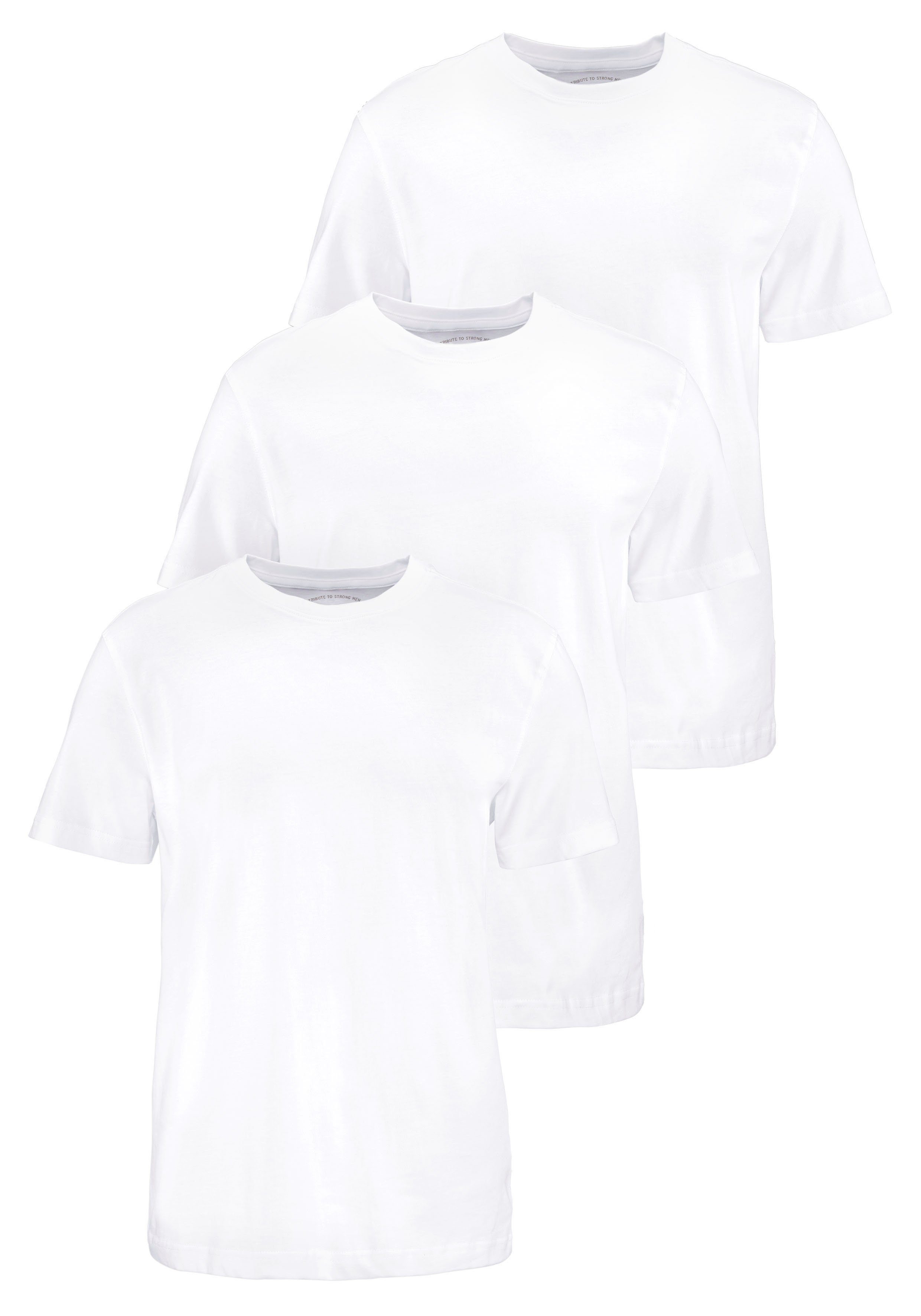 Man's World T-Shirt neue Farben! (3er-Pack) Kurzarm, unifarben, Rundhals, aus Baumwolle