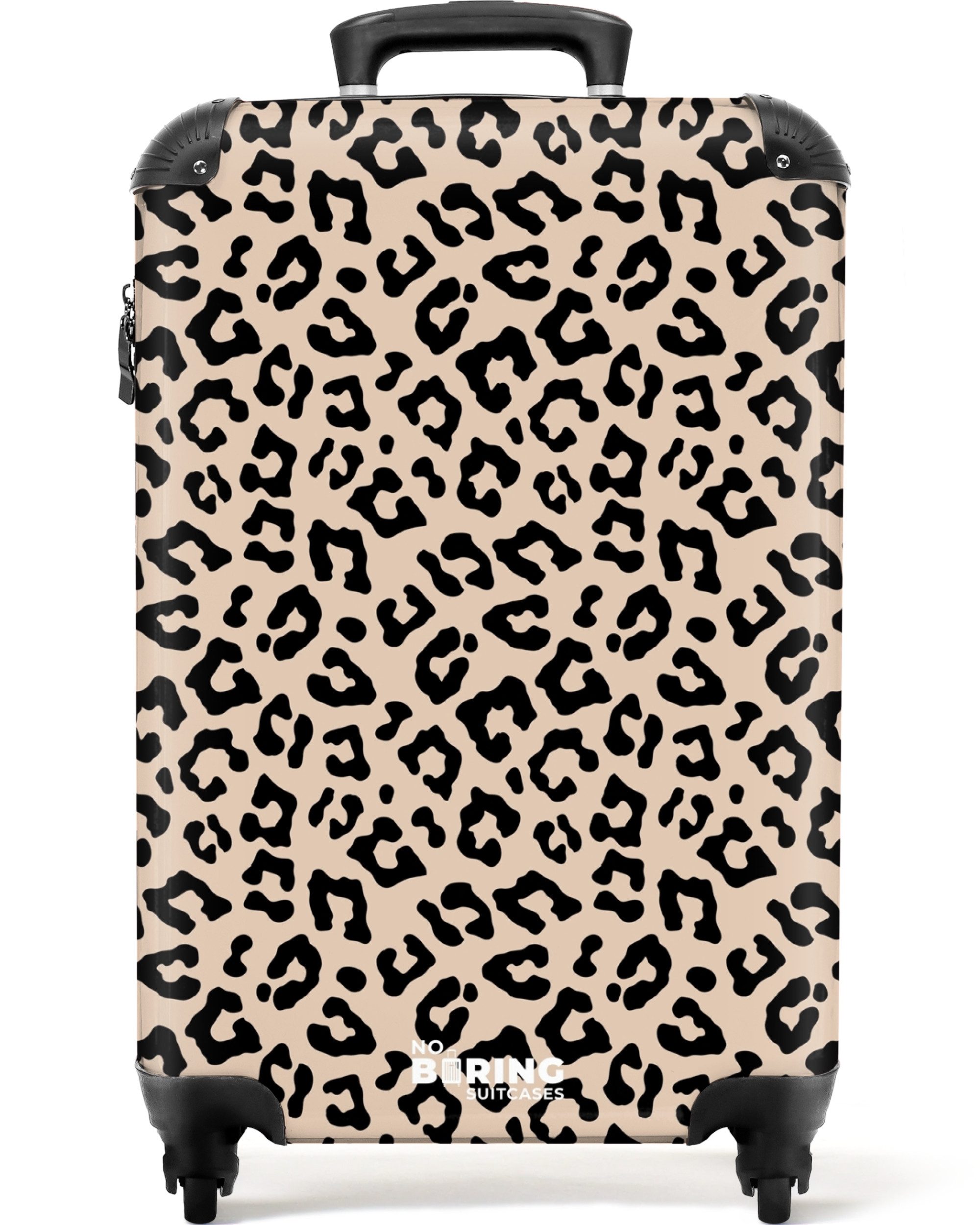 NoBoringSuitcases.com© Hartschalen-Trolley Beige mit schwarzem Pantherdruck günstig online kaufen