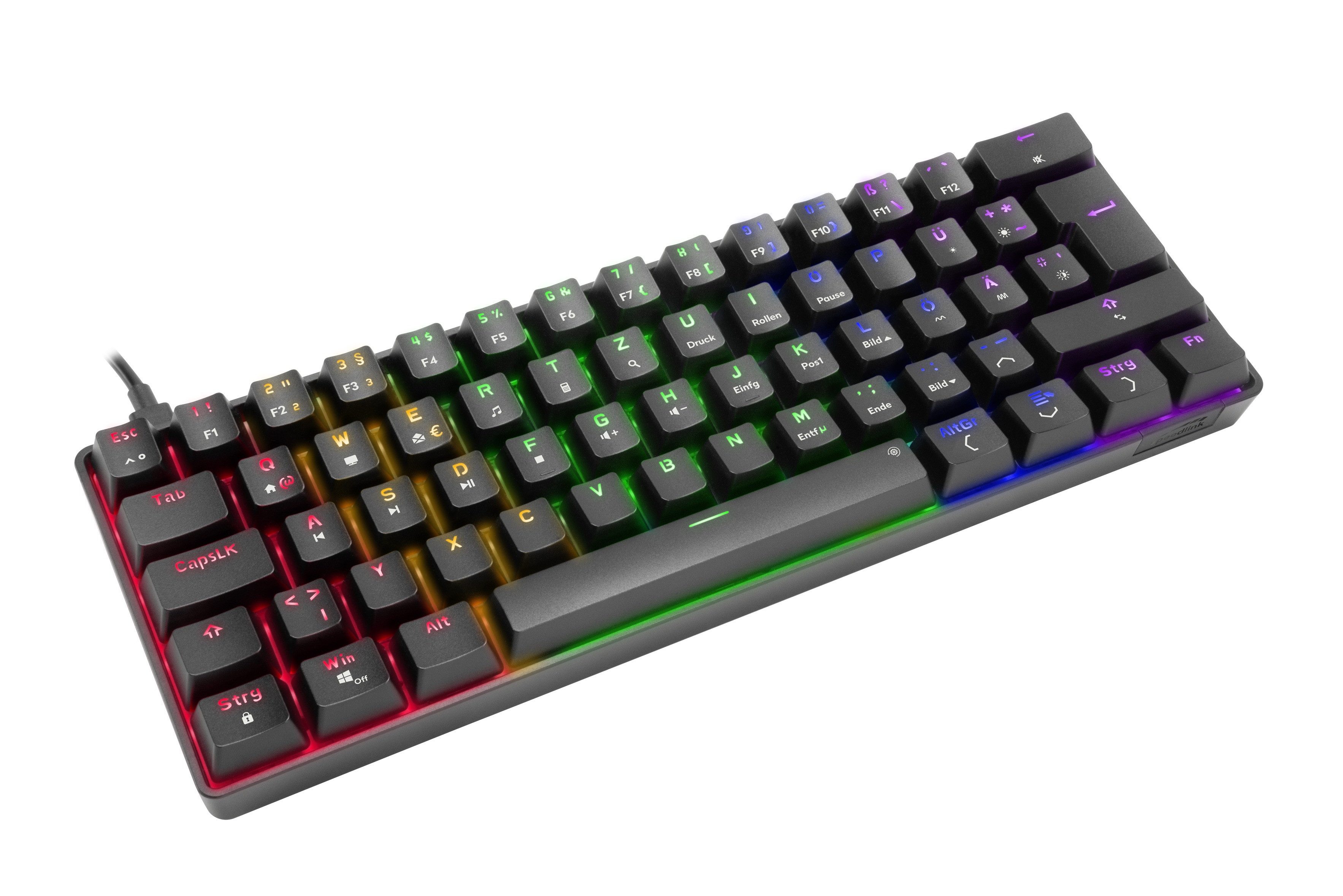 Speedlink ATMOS RGB Rainbow Mechanisches 60% Tastenfeld mit braunen Schaltern - Gaming-Tastatur (Regenbogen RGB-Beleuchtung, Brown Switches)